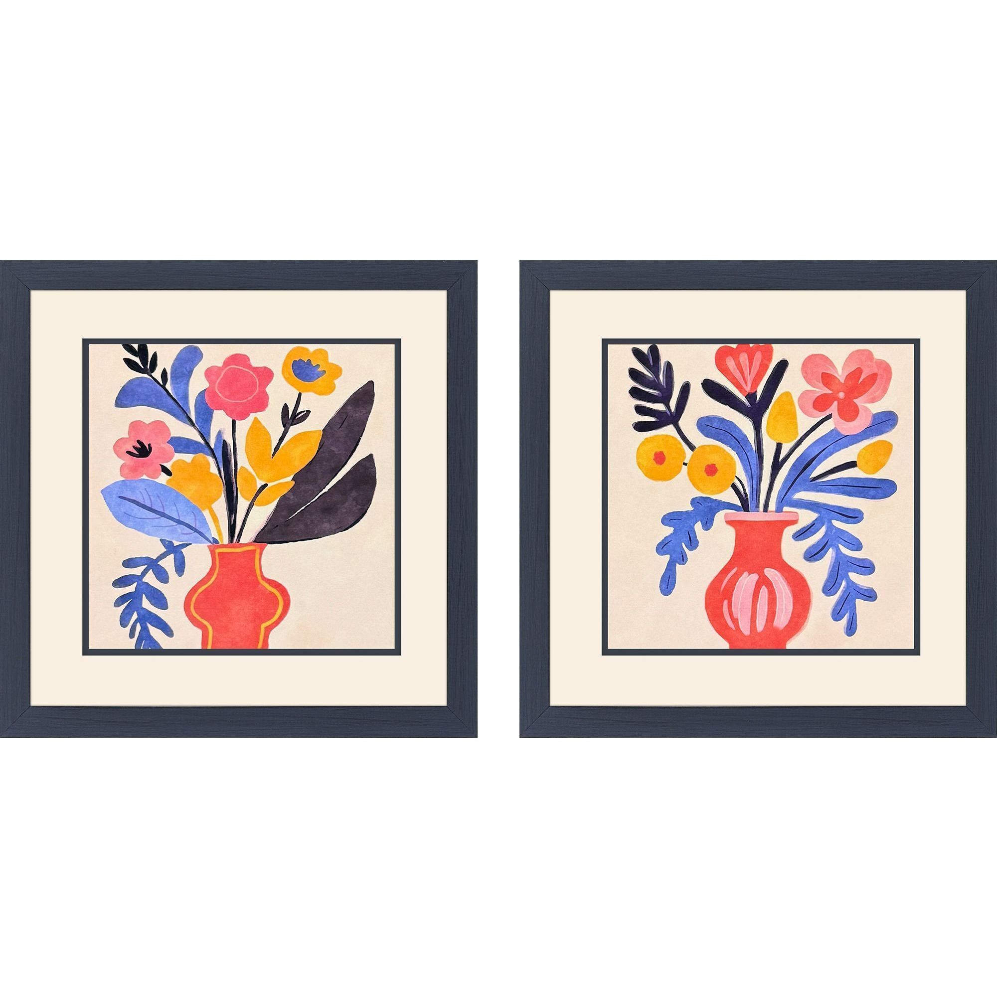 Matisse Bouquet Blue and Yellow and Red and Multi Framed Art, Propac