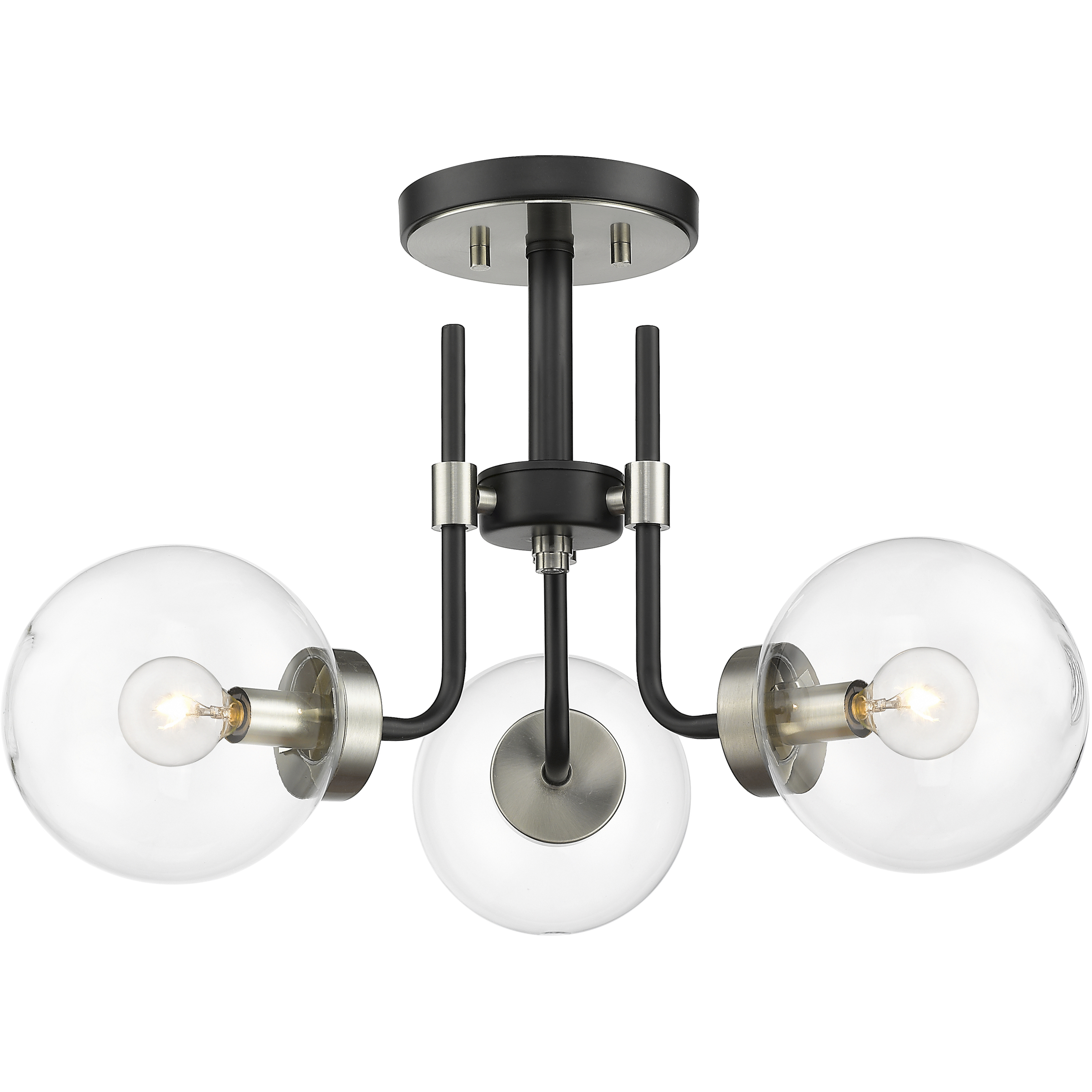 Parsons 3 Light 22 inch Matte Black and Brushed Nickel Semi Flush Mount Ceiling Light