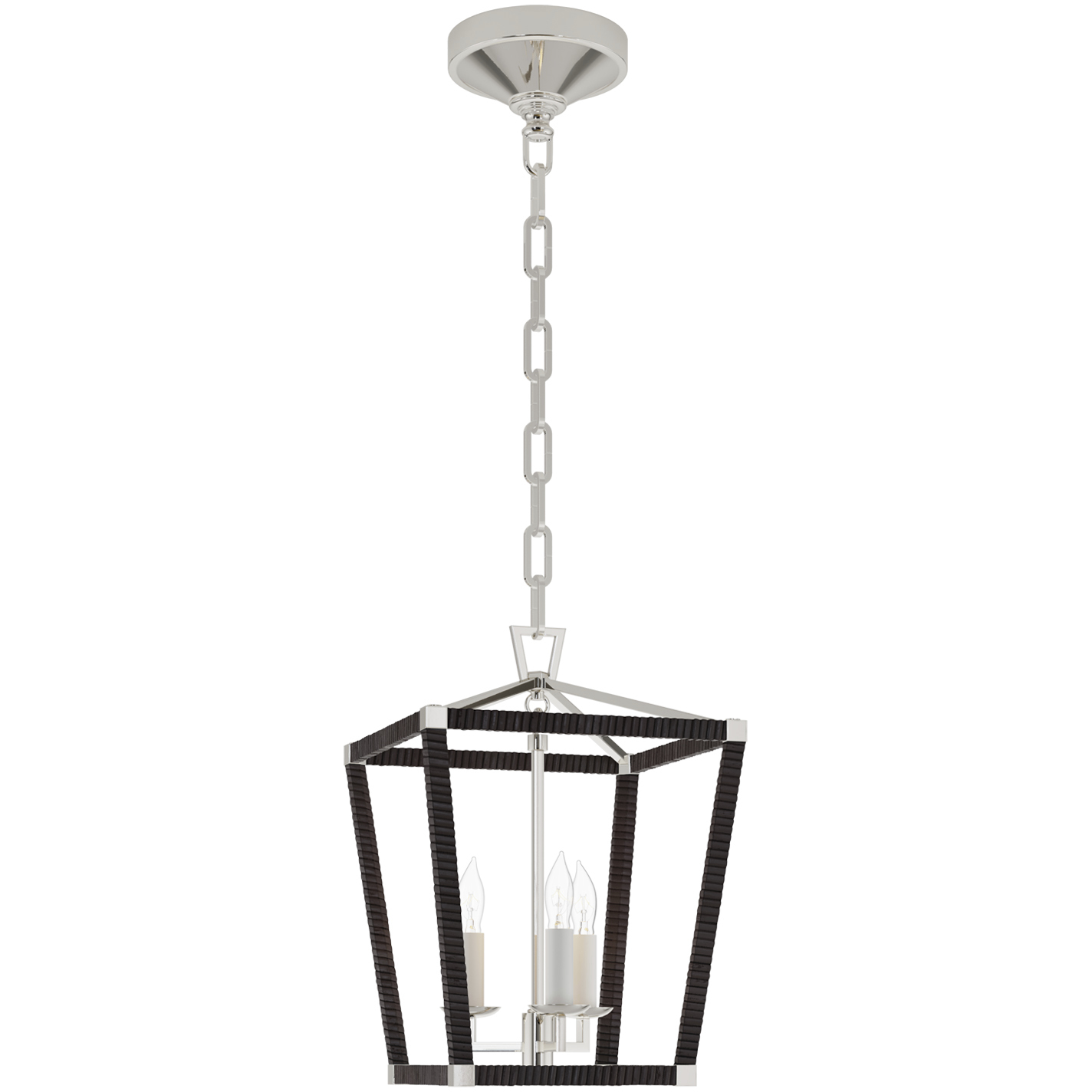 Chapman & Myers Darlana5 LED 9.75 inch Polished Nickel and Black Rattan Wrapped Lantern Ceiling Light