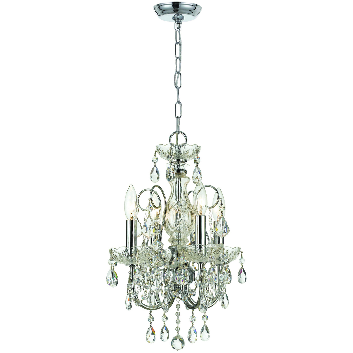 Imperial 4 Light 12 inch Polished Chrome Mini Chandelier Ceiling Light in Clear Hand Cut