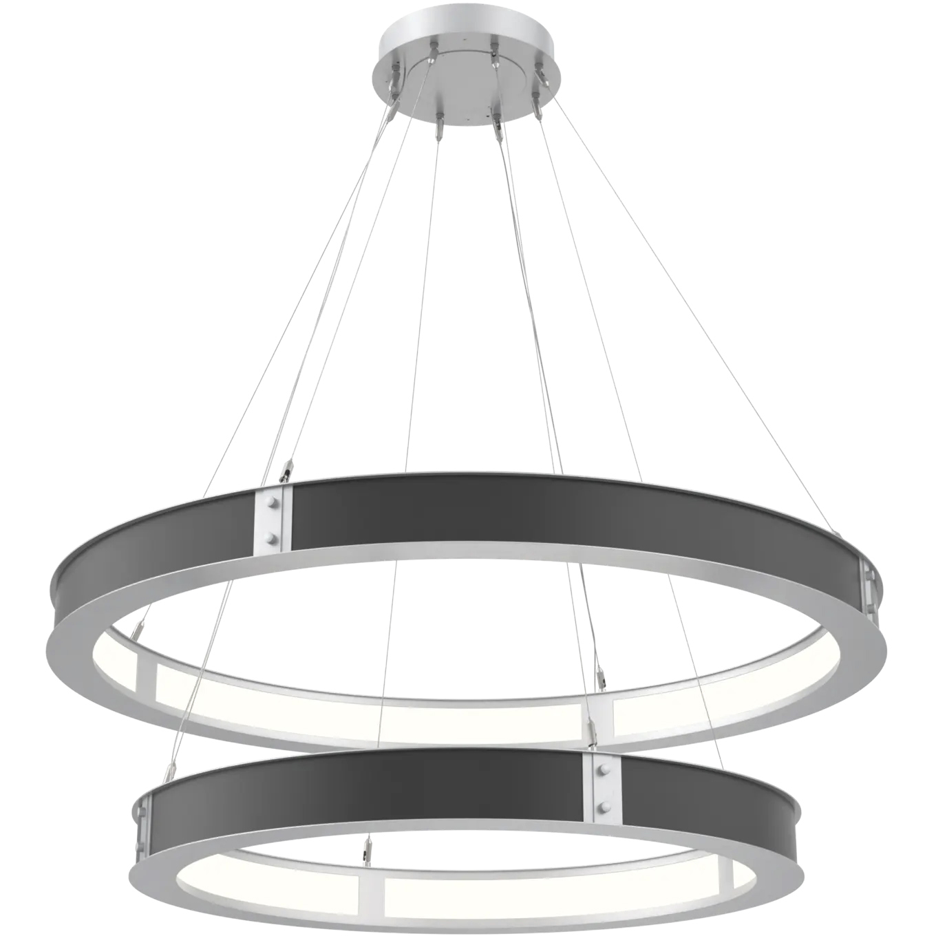 Verona LED 46 inch Classic Silver with Matte Black Ring Chandelier Ceiling Light