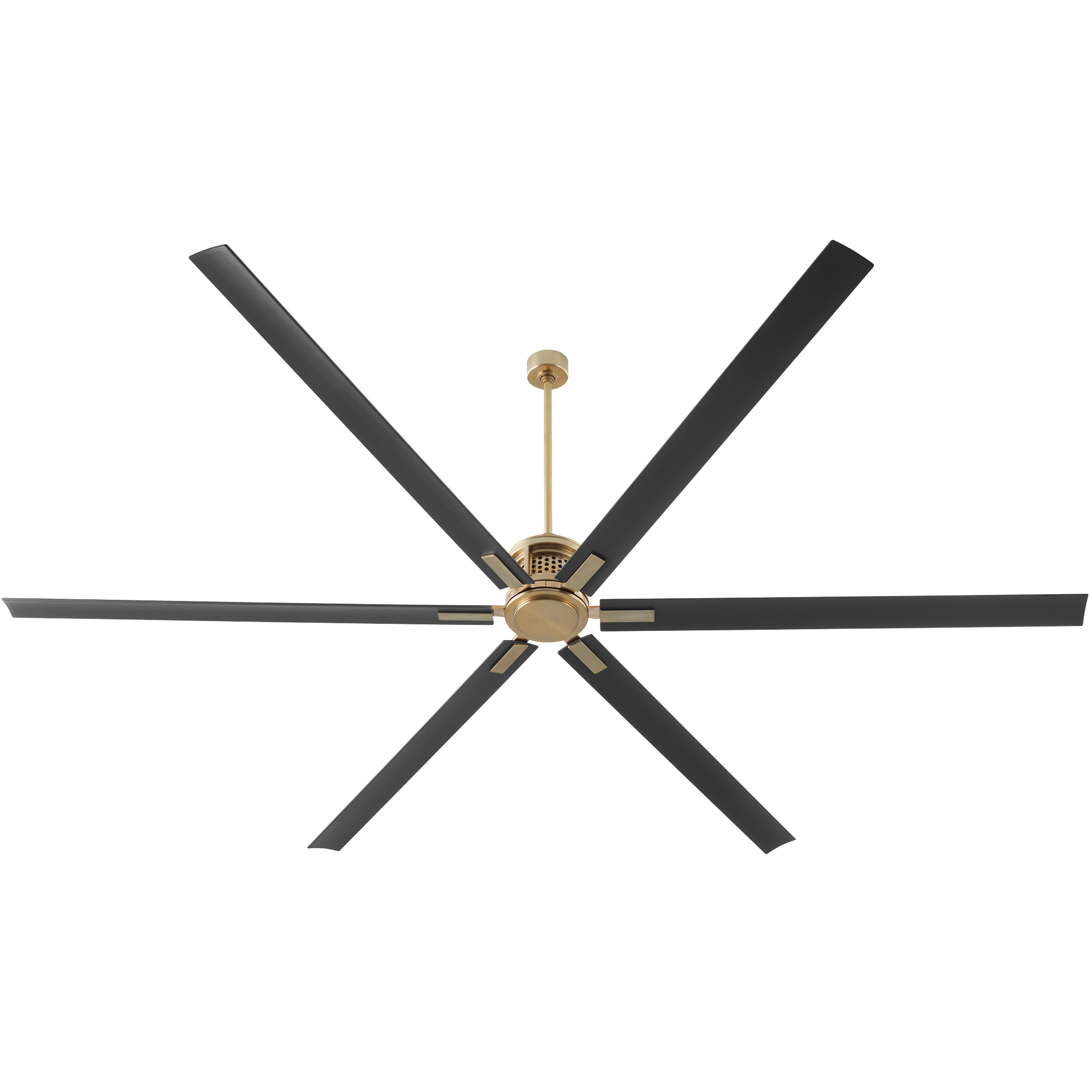 Quorum 101206-80 Zeus 120 inch Aged Brass with Matte Black Blades