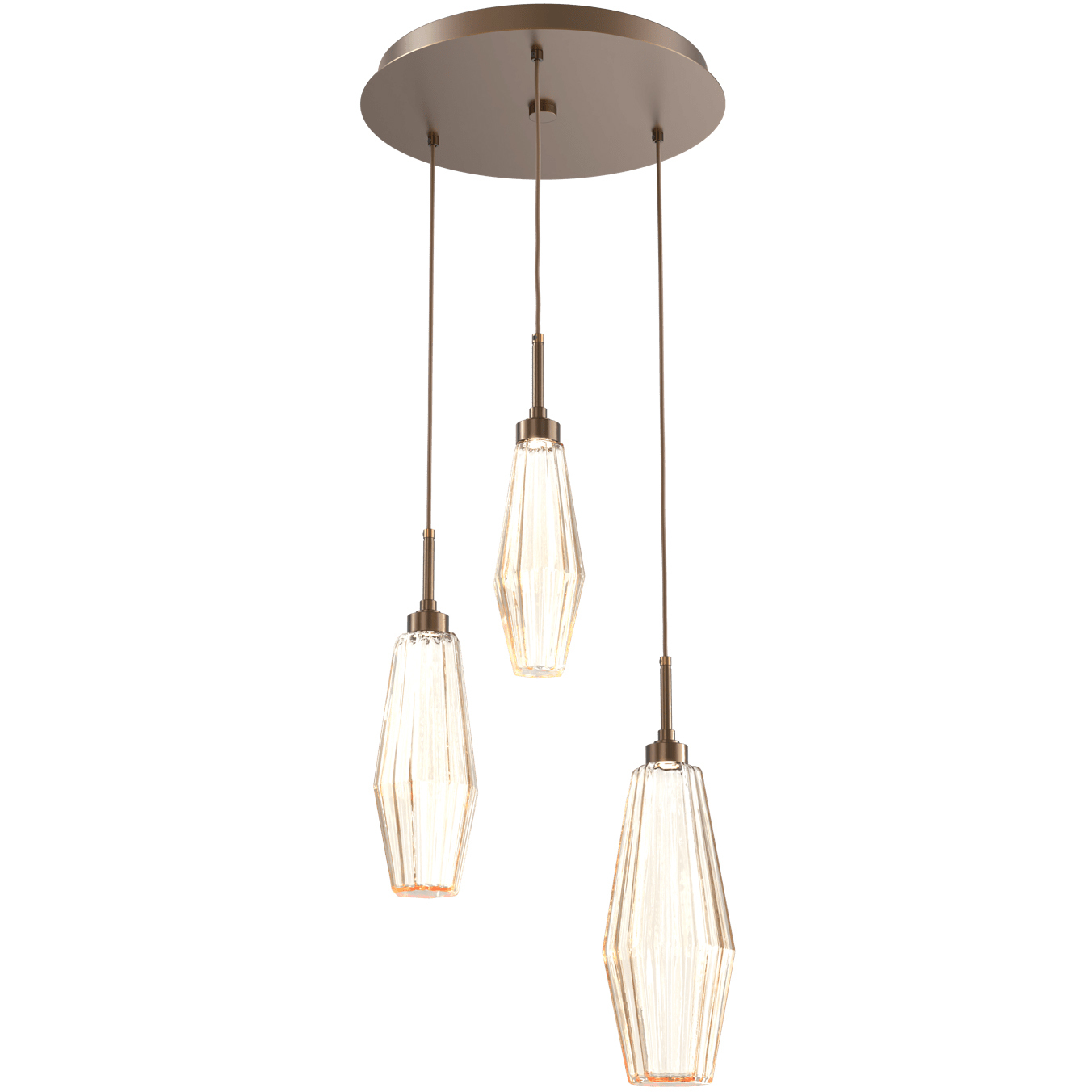Aalto LED 17.3 inch Flat Bronze Chandelier Ceiling Light in Optic Rib ...