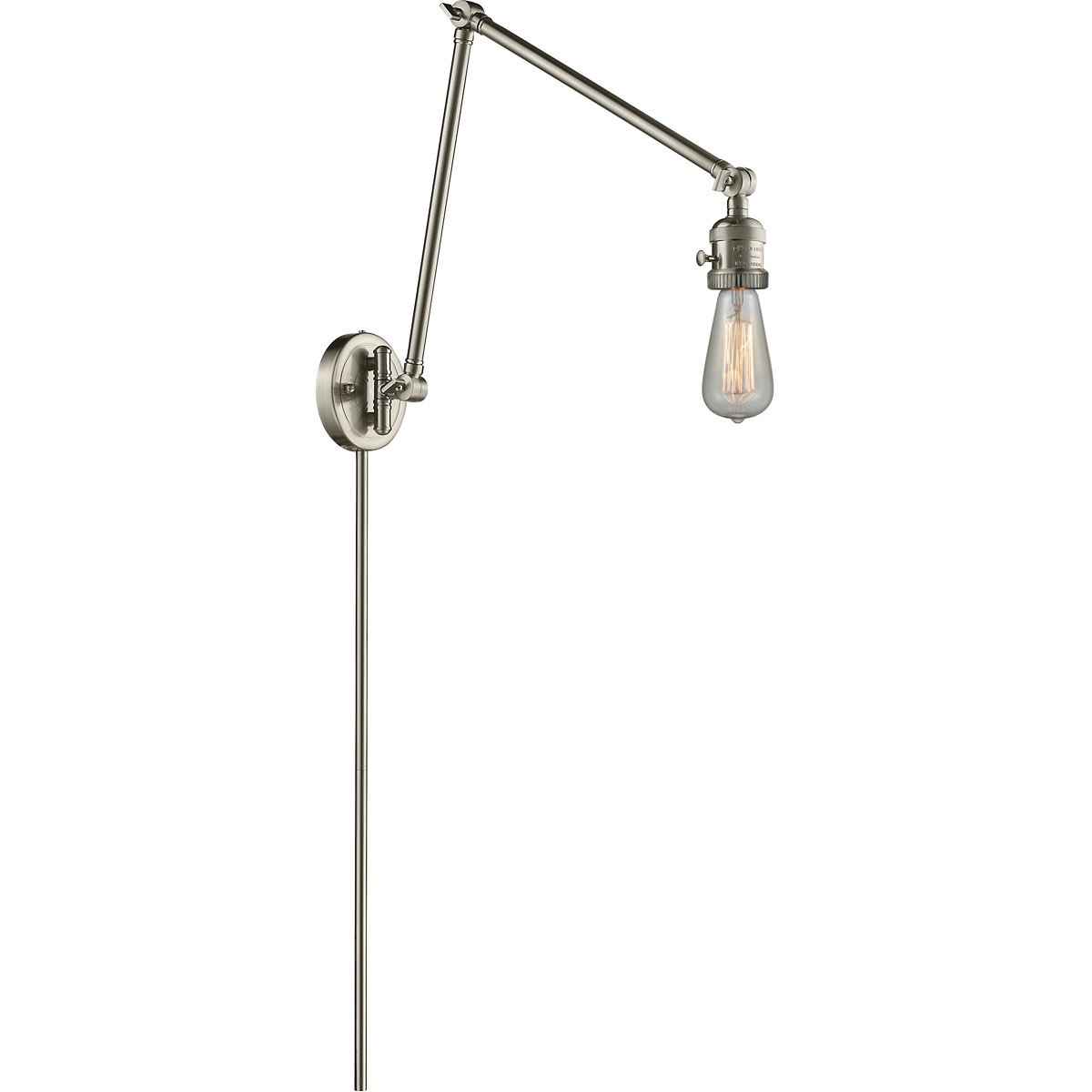 Franklin Restoration Bare Bulb 30 inch 3.5 watt Black Antique Brass Swing Arm Wall Light