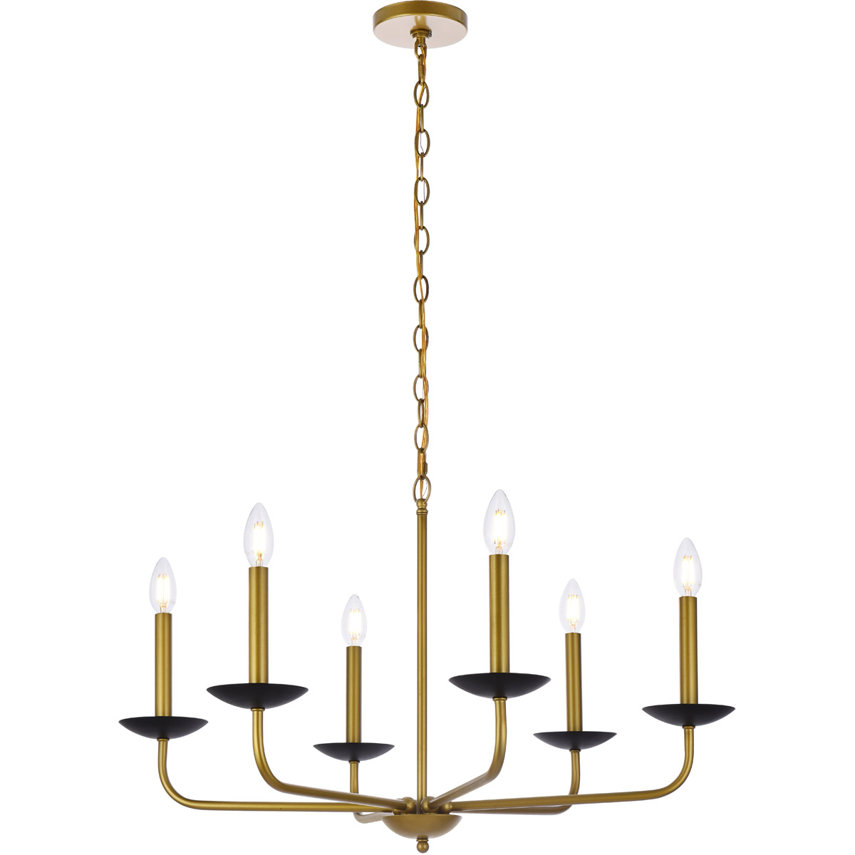 Living District LD812D30BRK Cohen 6 Light 30 inch Black and Brass ...