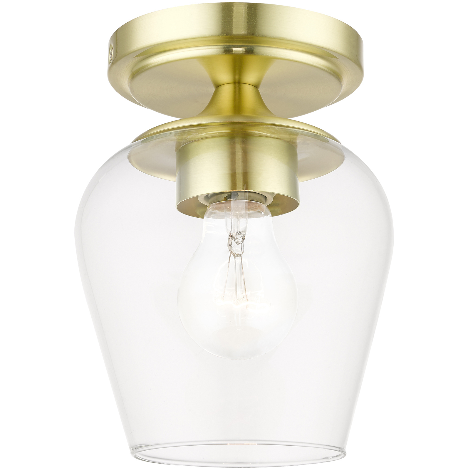 Willow 1 Light 6 inch Satin Brass Flush Mount Ceiling Light