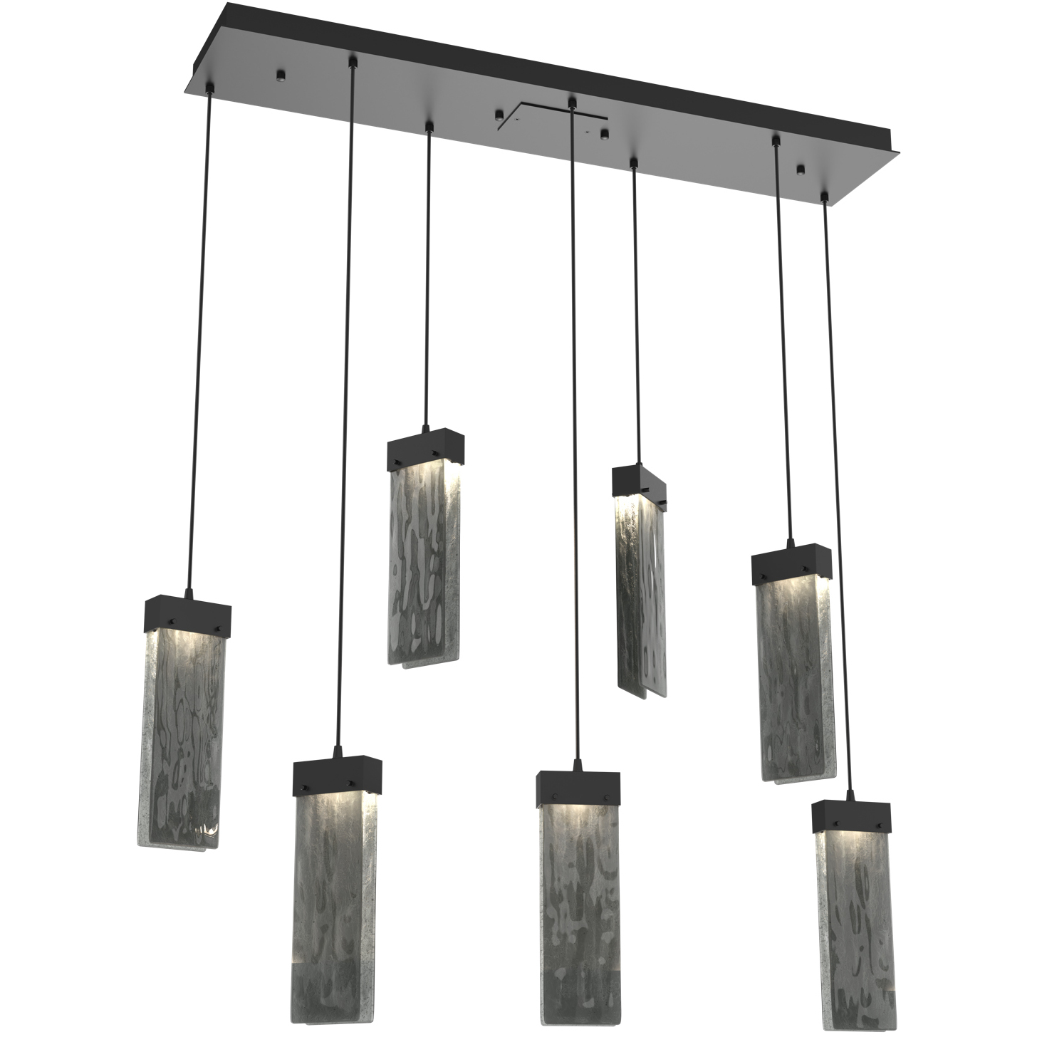 Parallel LED 44.2 inch Matte Black Linear Pendant Ceiling Light in Smoke Granite, 2700K LED, Multi-Port