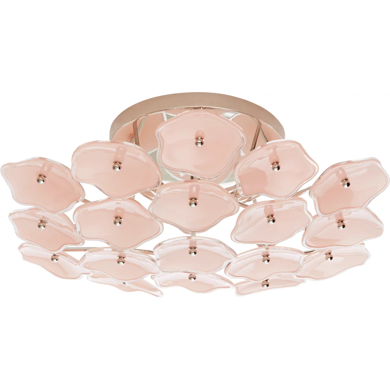 kate spade new york Leighton 3 Light 20 inch Polished Nickel Flush Mount Ceiling Light in Blush Tinted Glass, Medium