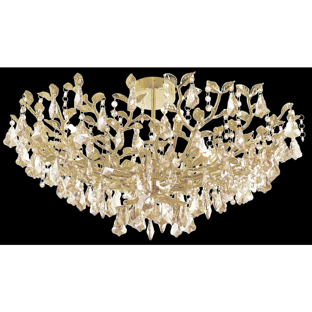 Cast Leaf 12 Light Gold Flush Mount Ceiling Light