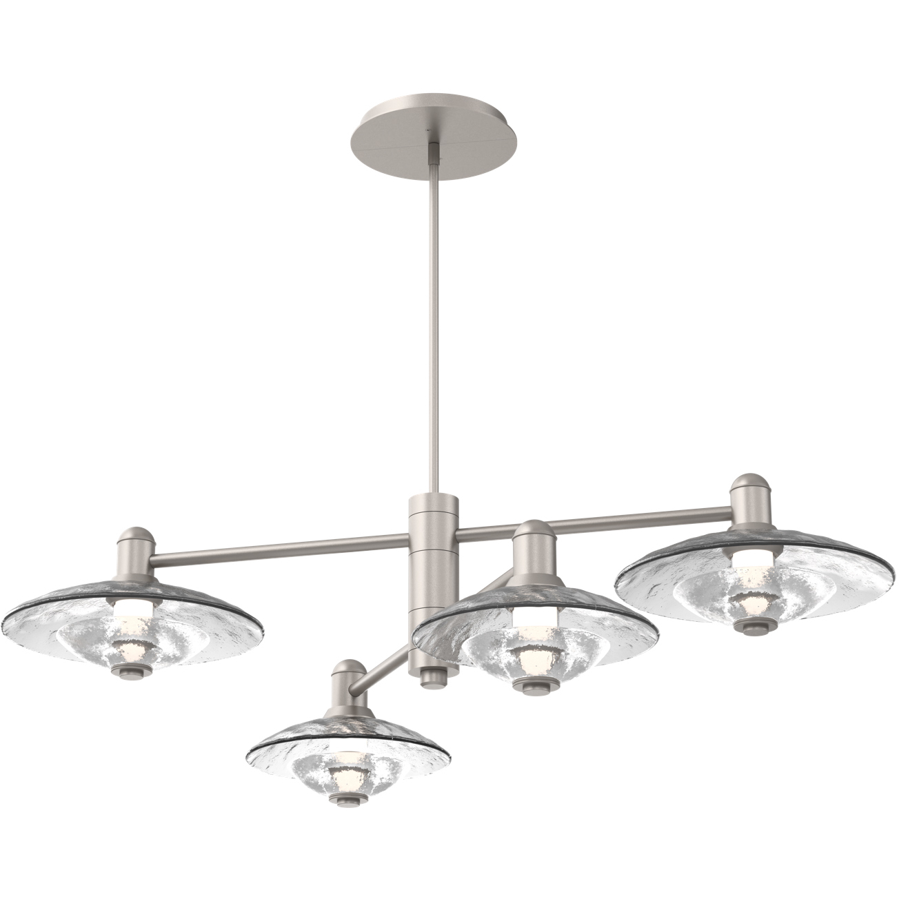 Atmosphere Cirrus LED Metallic Beige Silver Mobile Chandelier Ceiling Light in 3000K LED, Clear Granite