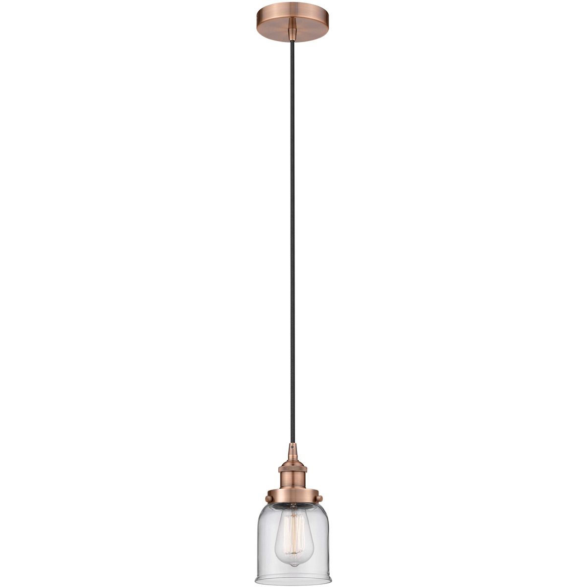 Edison Bell 1 Light 5 inch Antique Copper Mini Pendant Ceiling Light