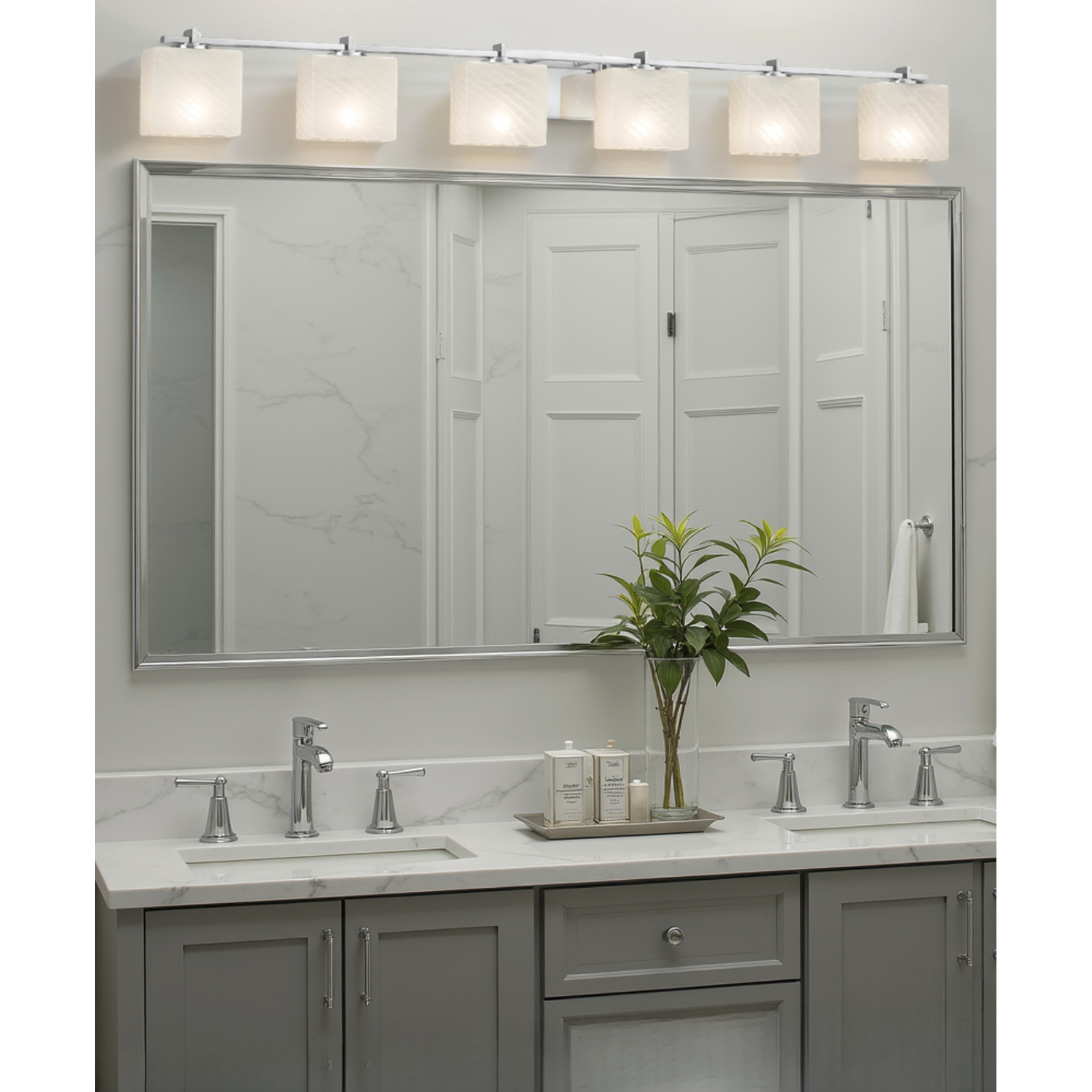 Fusion LED 55.5 inch Polished Chrome Bath Bar Wall Light in 4200 Lm LED, Rectangle, Weave Fusion