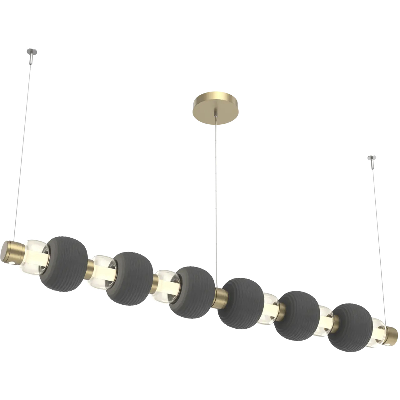 Torno Mandrel LED 72.6 inch Gilded Brass with Charcoal Linear Chandelier Ceiling Light