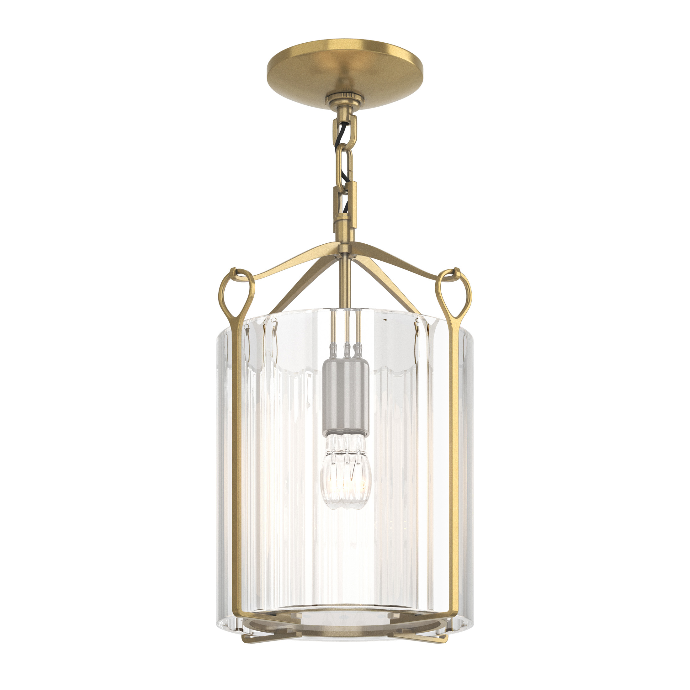 Bow 1 Light 9.8 inch Modern Brass Semi-Flush Ceiling Light in Clear