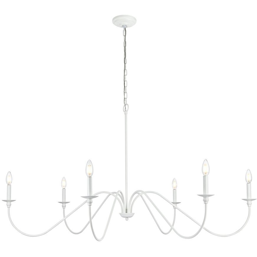 Rohan 6 Light 54 inch White Chandelier Ceiling Light