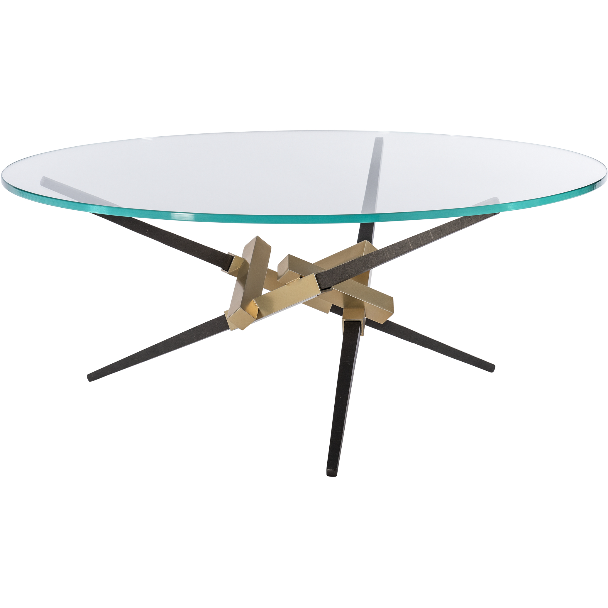 Crux 36 inch White and Bronze Coffee Table