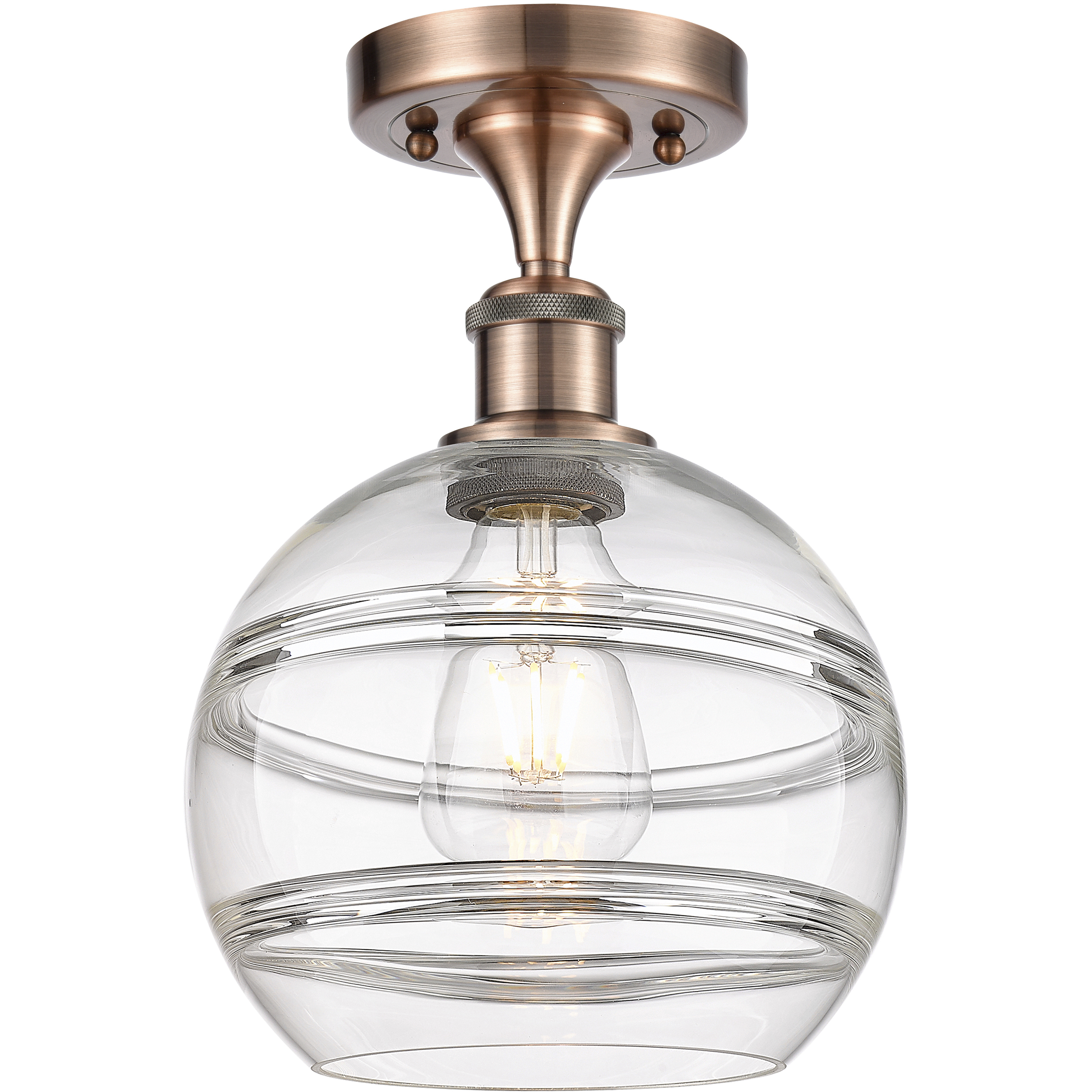 Ballston Rochester 1 Light 8 inch Antique Copper Semi-Flush Mount Ceiling Light