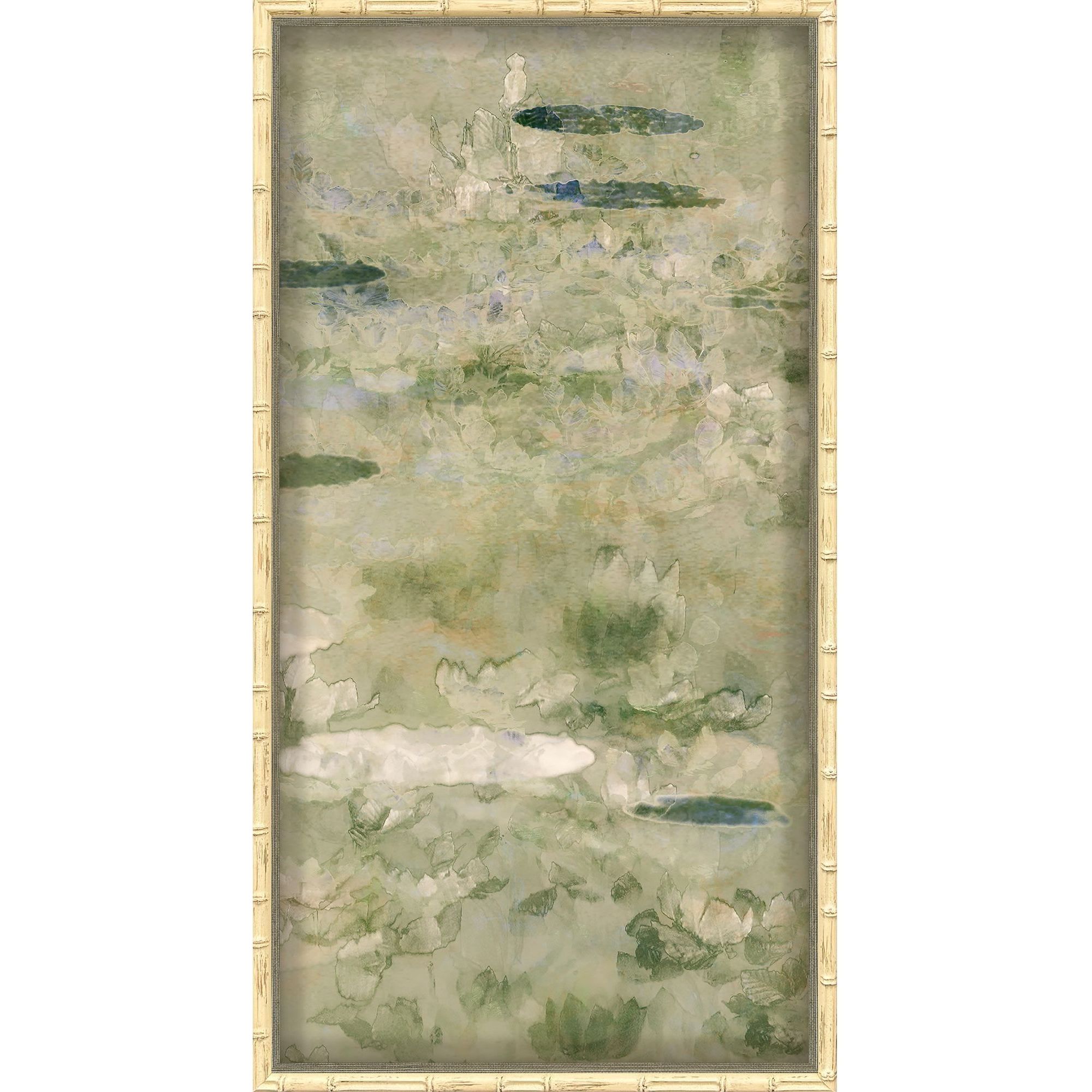 Water Lily Green and Beige and White Framed Art