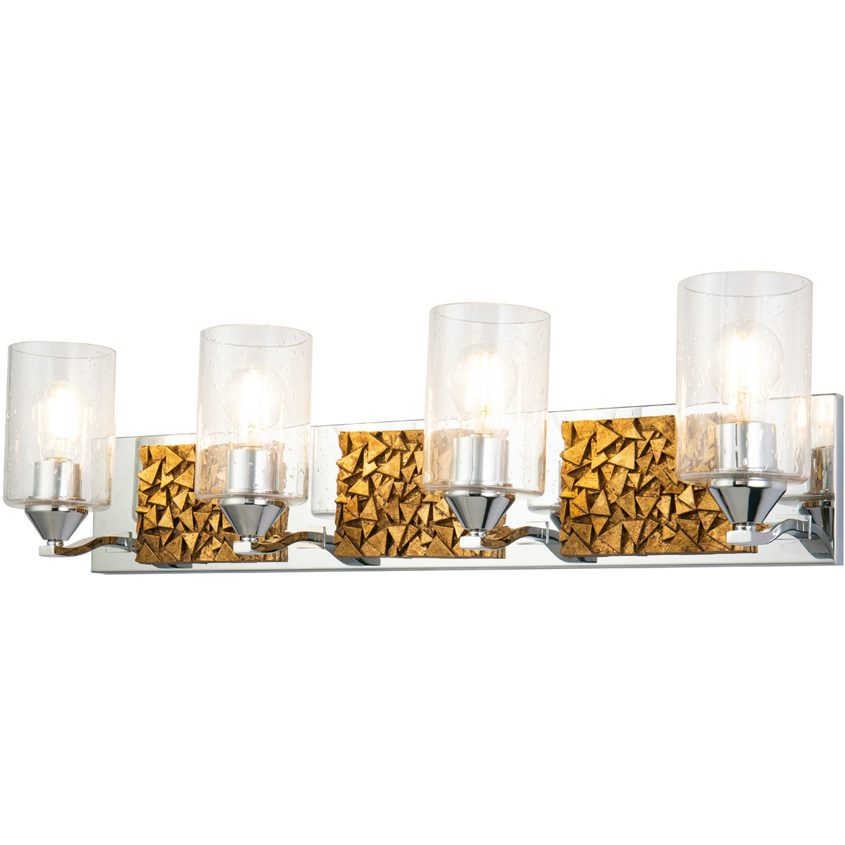 Bocage 4 Light 31 inch PC Bath Light Wall Light in Polished Chrome with Gold