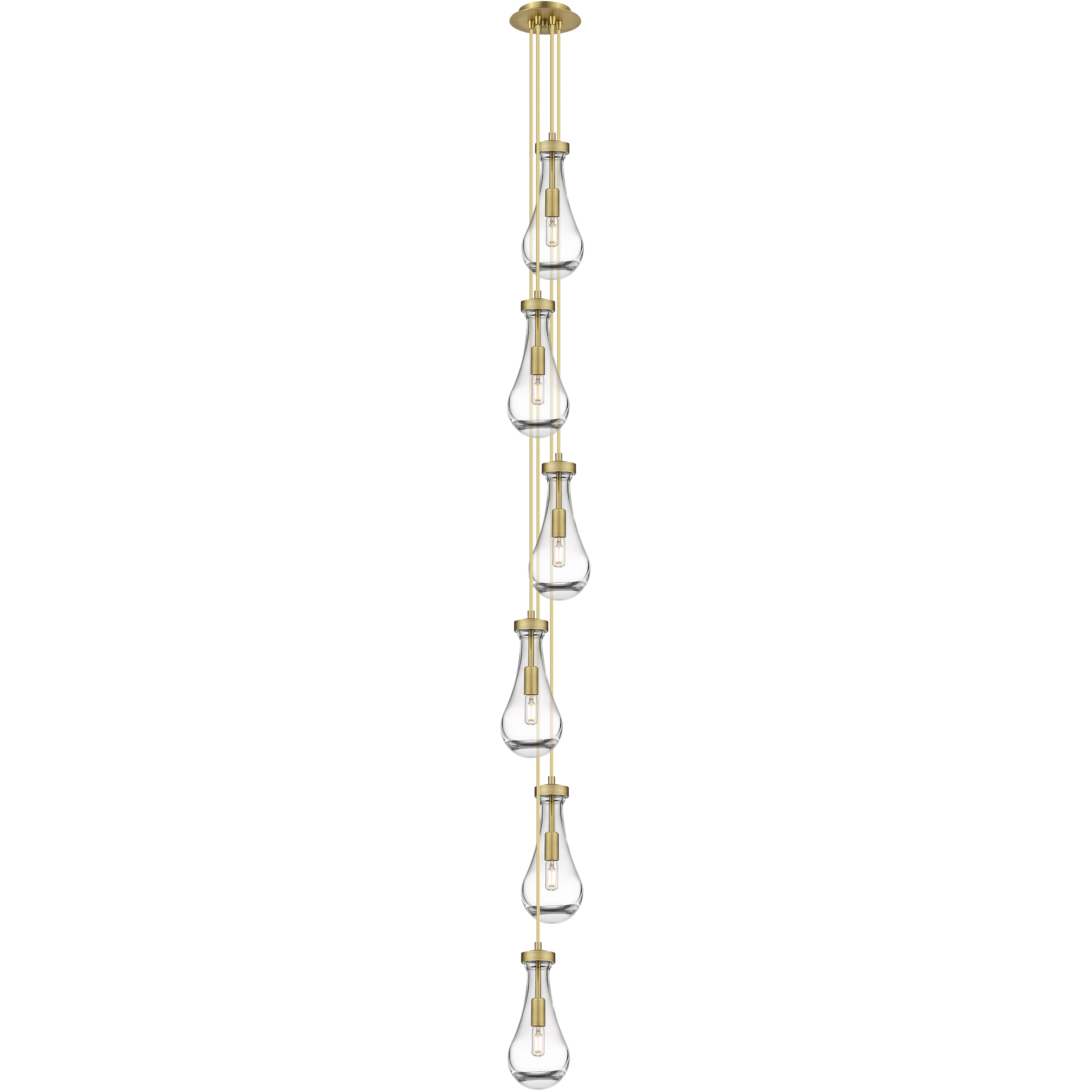 Owego 6 Light 7.13 inch Brushed Brass Multi Pendant Ceiling Light in Clear Glass, Cord Hung