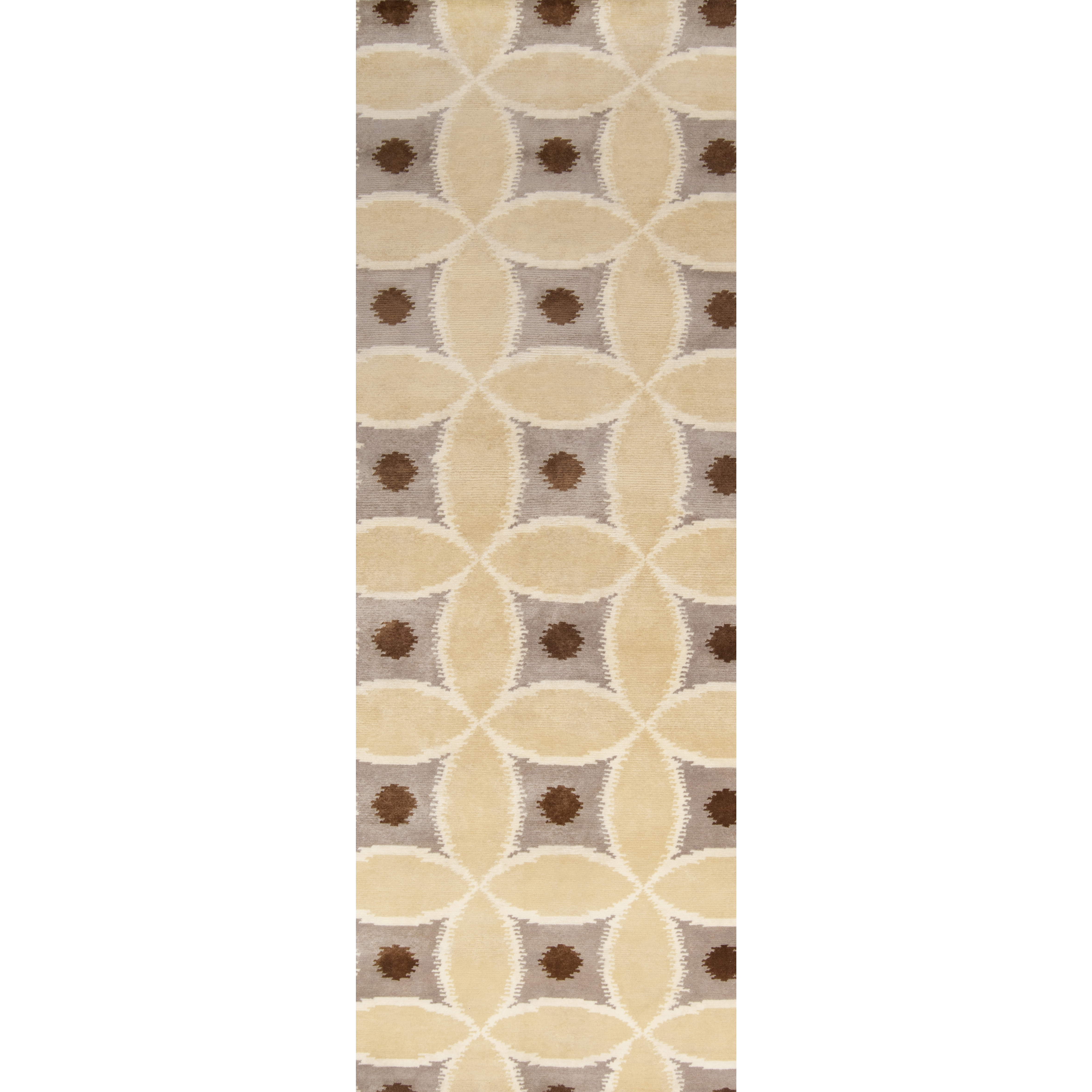 Mugal 120 X 30 inch Cream, Camel, Bright Yellow, Dark Brown Rug