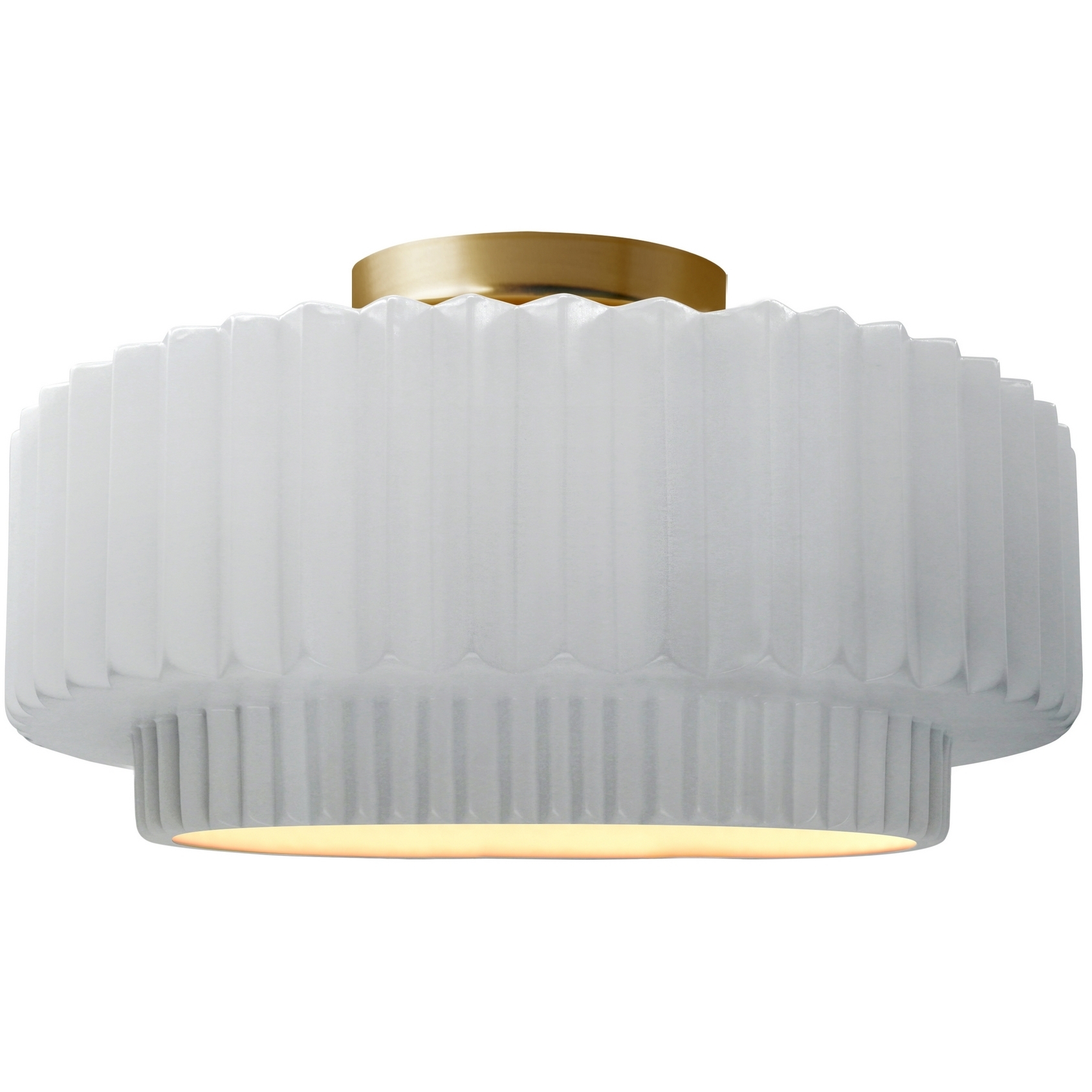 Radiance Collection - Pleated Tier 1 Light 12 inch Gloss White Semi-Flush Ceiling Light, Form+Finish+Function