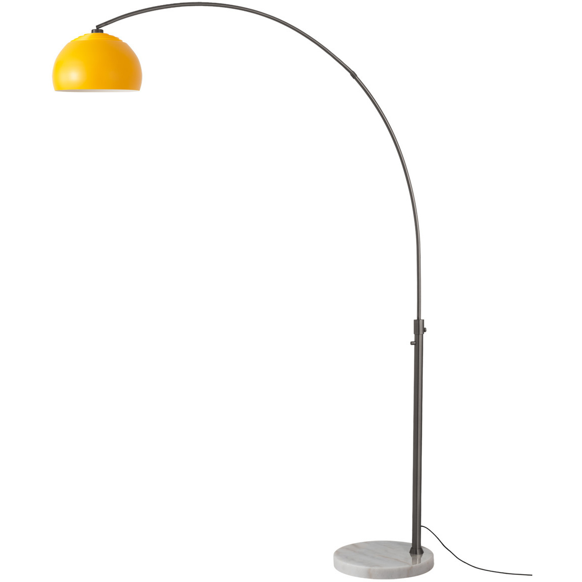Half Dome 92 inch 14 watt Black Nickel and White Arc Floor Lamp Portable Light in Mustard Steel