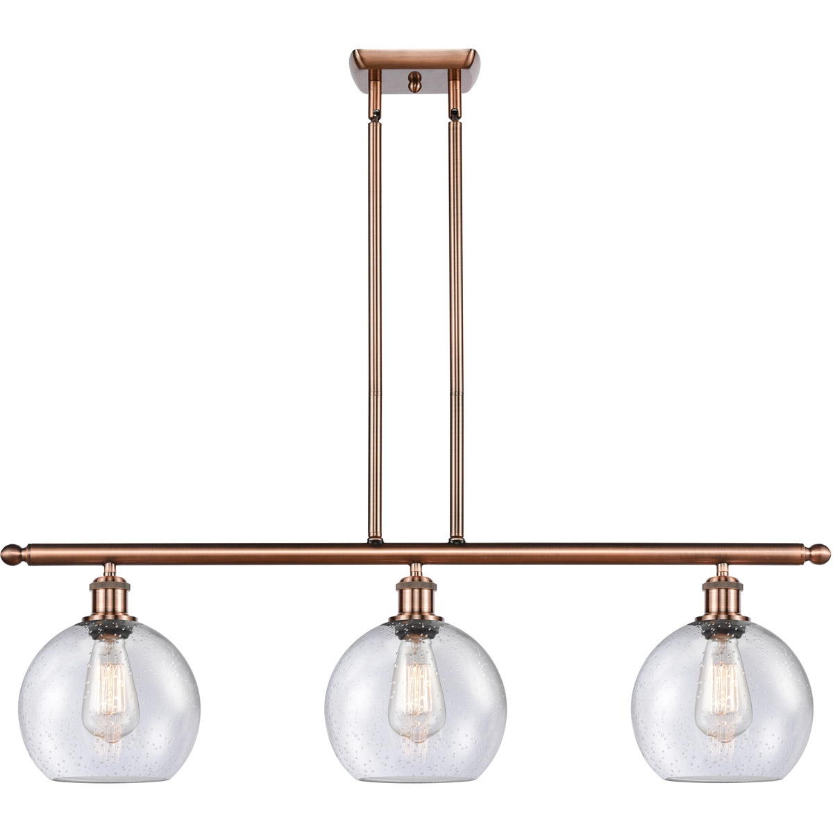 Ballston Athens LED 36 inch Antique Copper Island Light Ceiling Light in Seedy Glass