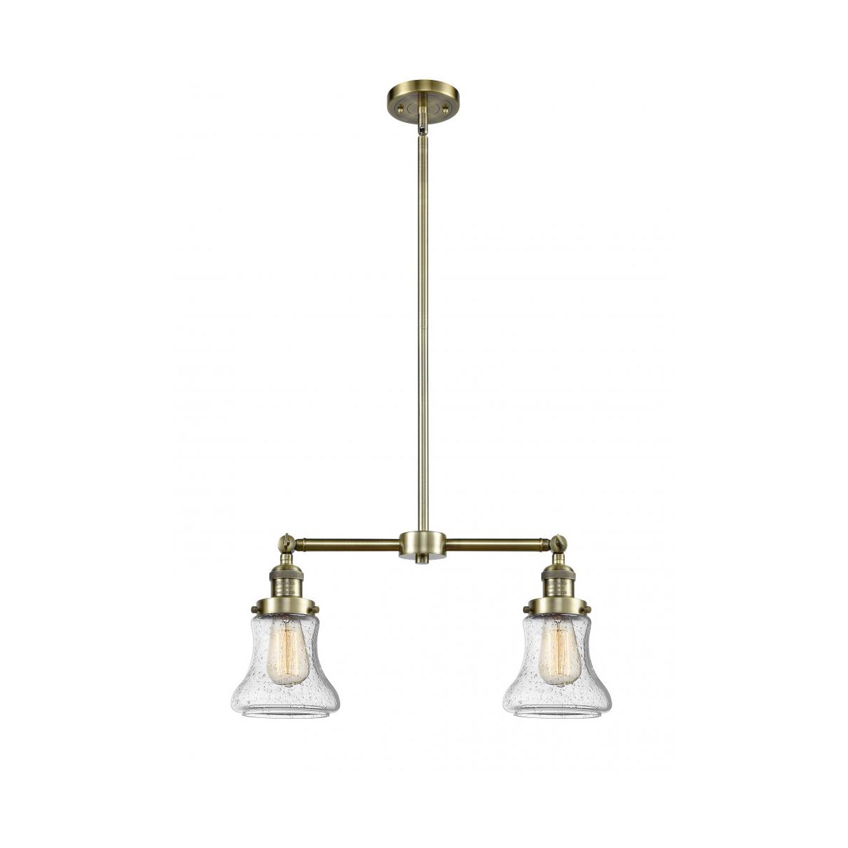 Franklin Restoration Bellmont LED 21 inch Antique Brass Chandelier Ceiling Light in Seedy Glass, Franklin Restoration