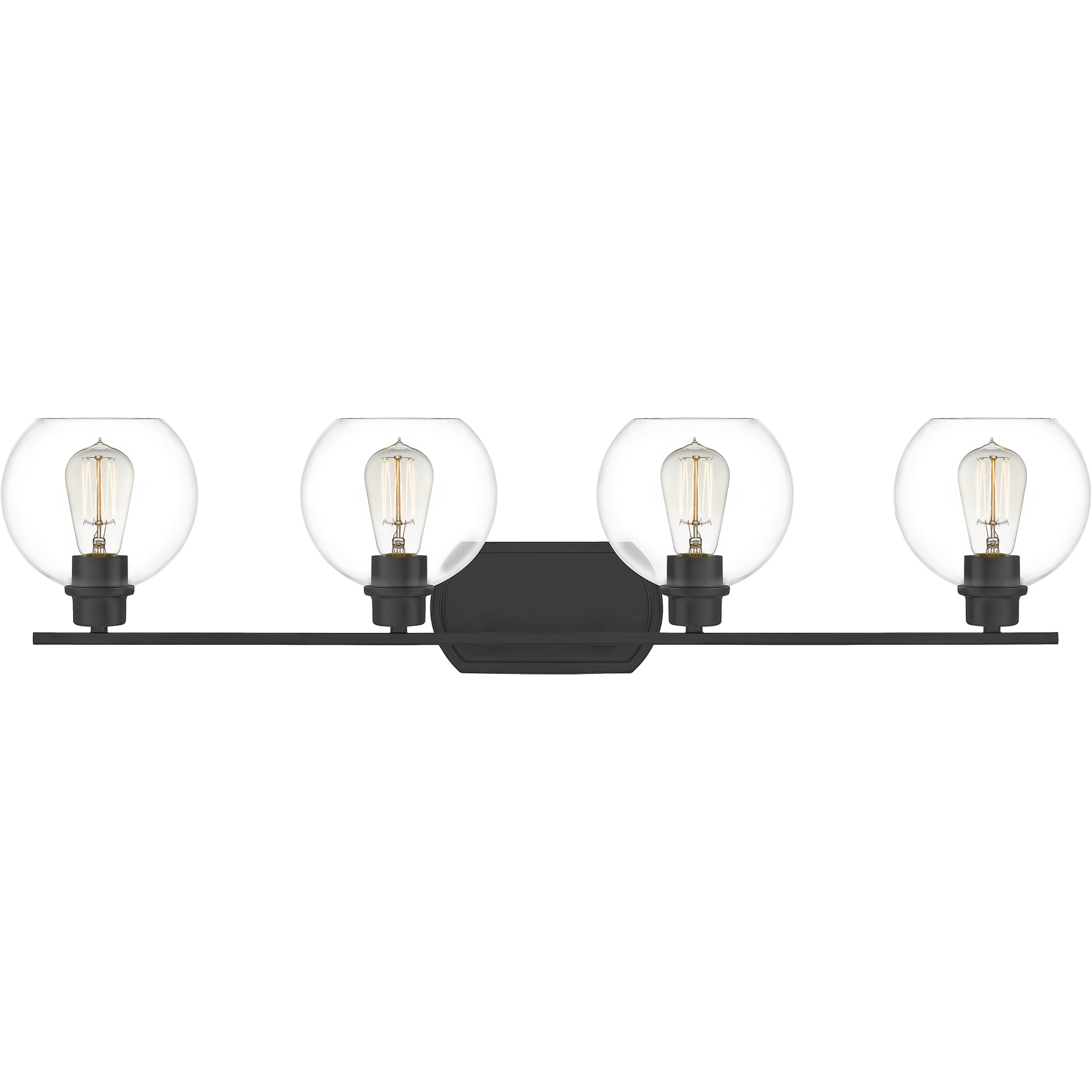 Pruitt 4 Light 36 inch Matte Black Bath Light Wall Light in Clear Glass
