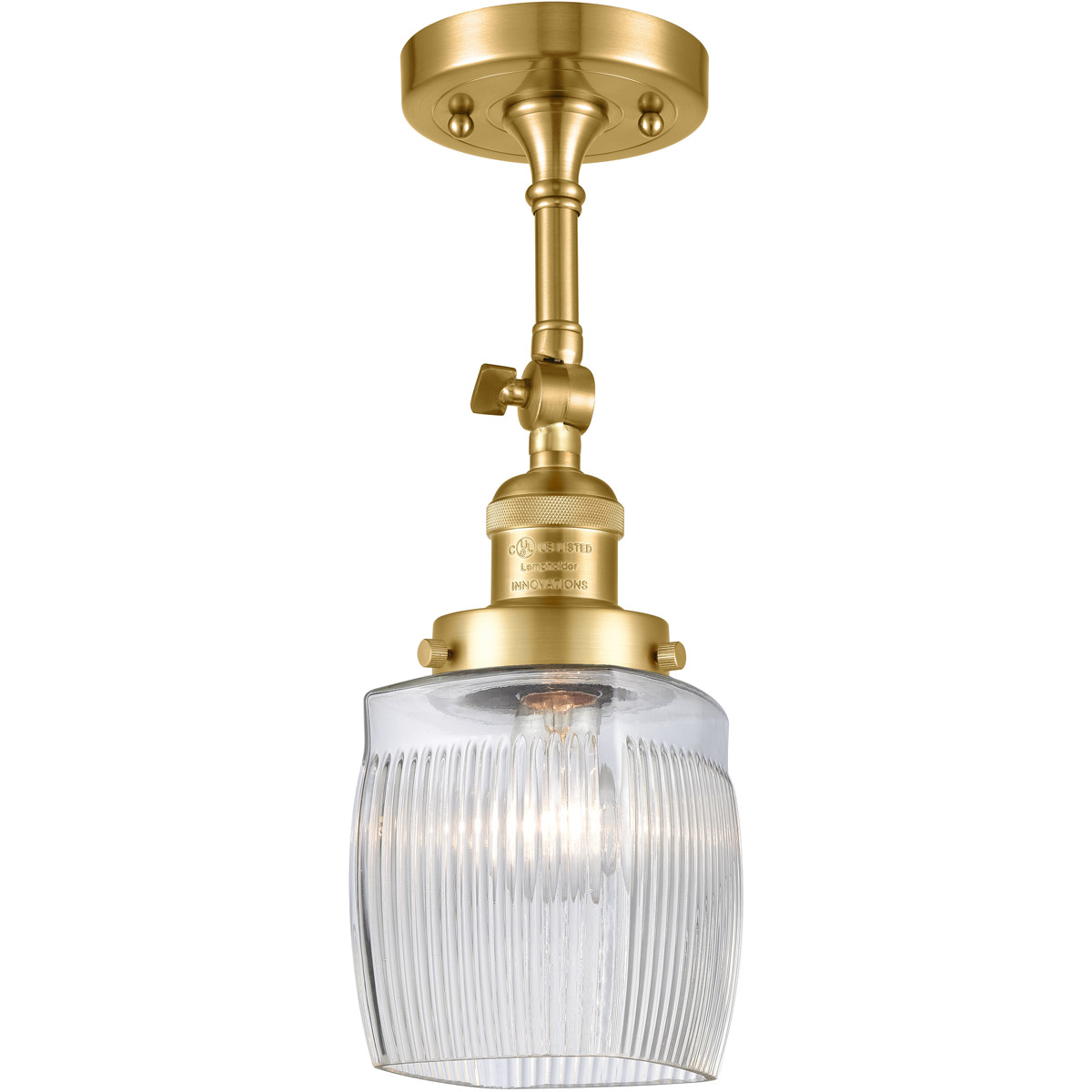Franklin Restoration Colton LED 6 inch Satin Gold Semi-Flush Mount Ceiling Light, Franklin Restoration