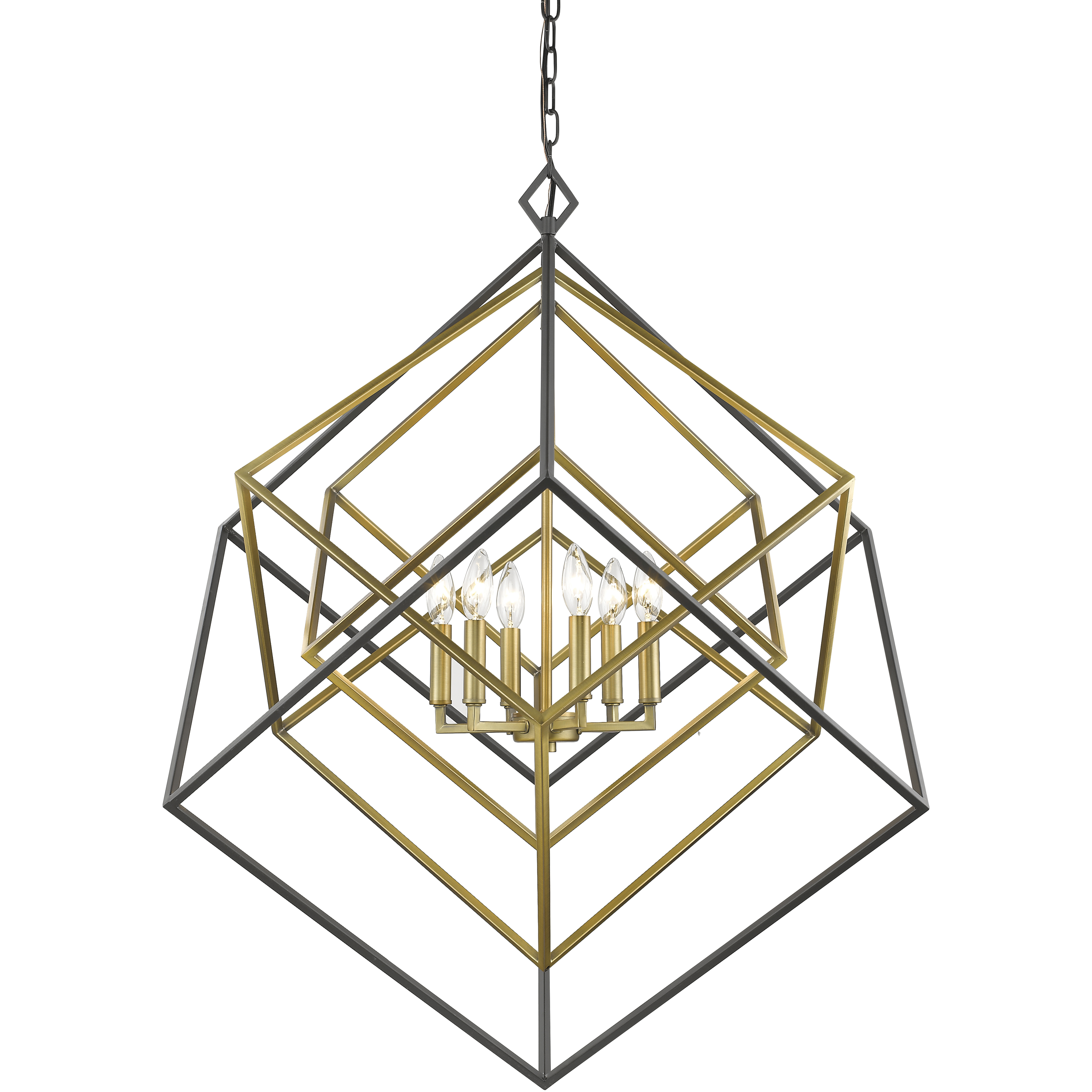 Euclid 6 Light 35.5 inch Olde Brass and Bronze Chandelier Ceiling Light