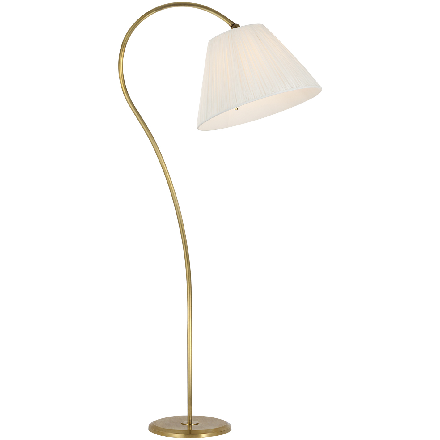 Amber Lewis Dume 63 inch 15 watt Hand-Rubbed Antique Brass Arched Floor Lamp Portable Light in Silk Pleated, Large
