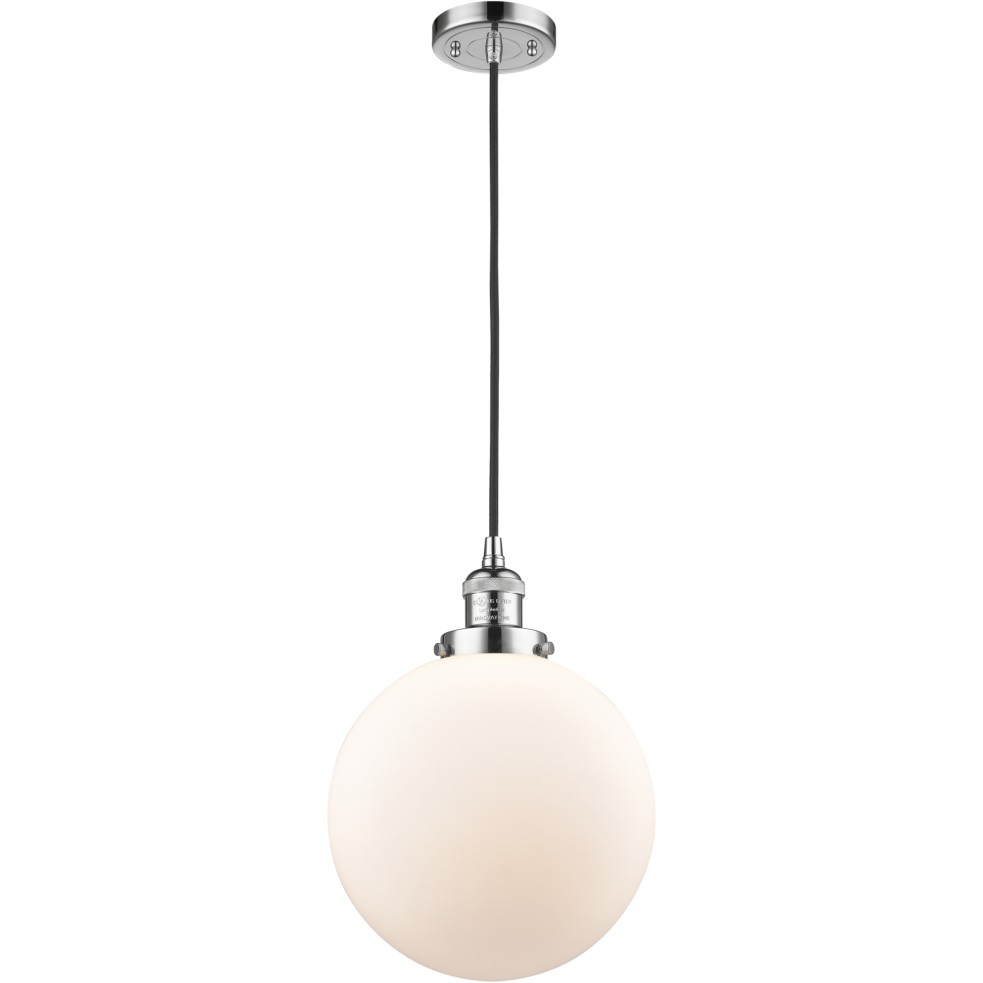 Franklin Restoration Beacon 1 Light 10 inch Polished Chrome Mini Pendant Ceiling Light in Incandescent, Matte White, Franklin Restoration