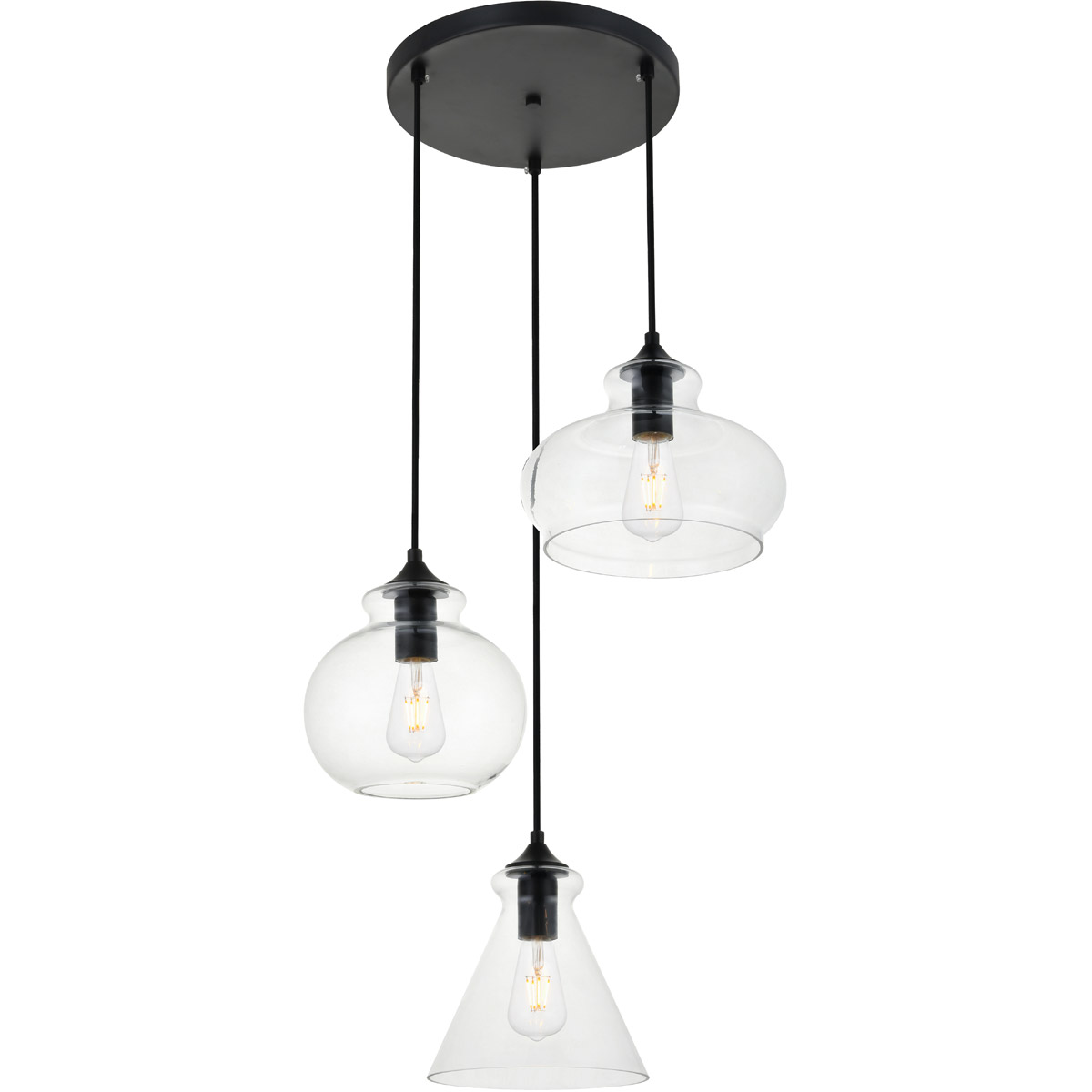 Destry 3 Light 18.5 inch Black Pendant Ceiling Light