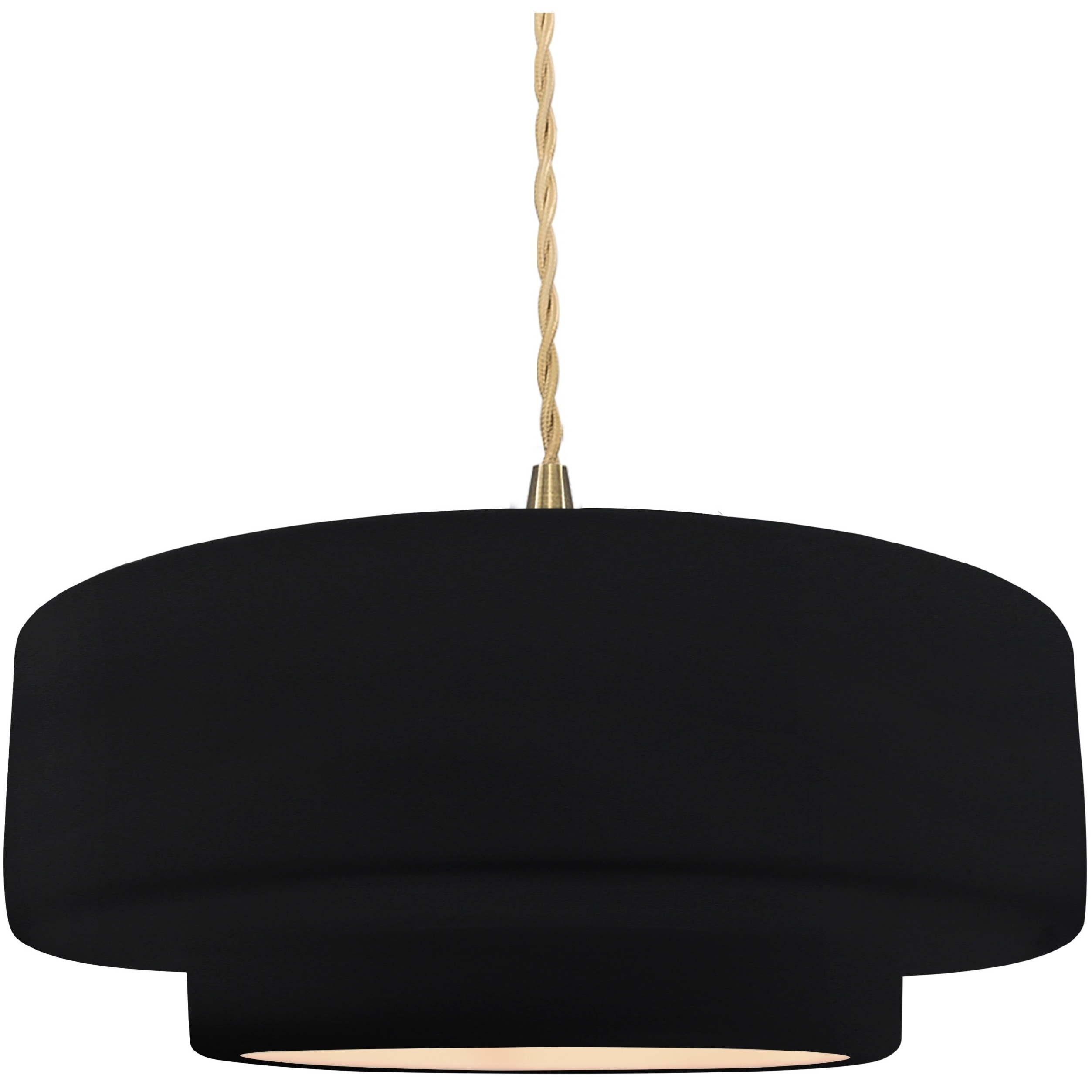 Radiance Collection - Tier Pendant Ceiling Light in Brushed Brass, Replaceable Bulb, Beige Twist Cord, Gloss Black/Matte White, 14.5W x 5.25H, Form+Finish+Function