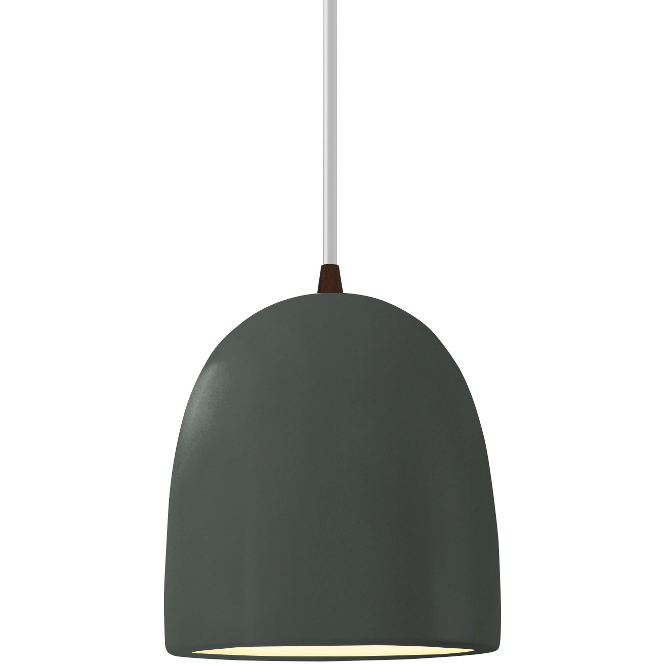 Radiance Collection - Bell Single Drop Pendant in Dark Bronze, Replaceable Bulb, Pewter Green, White, Form+Finish+Function