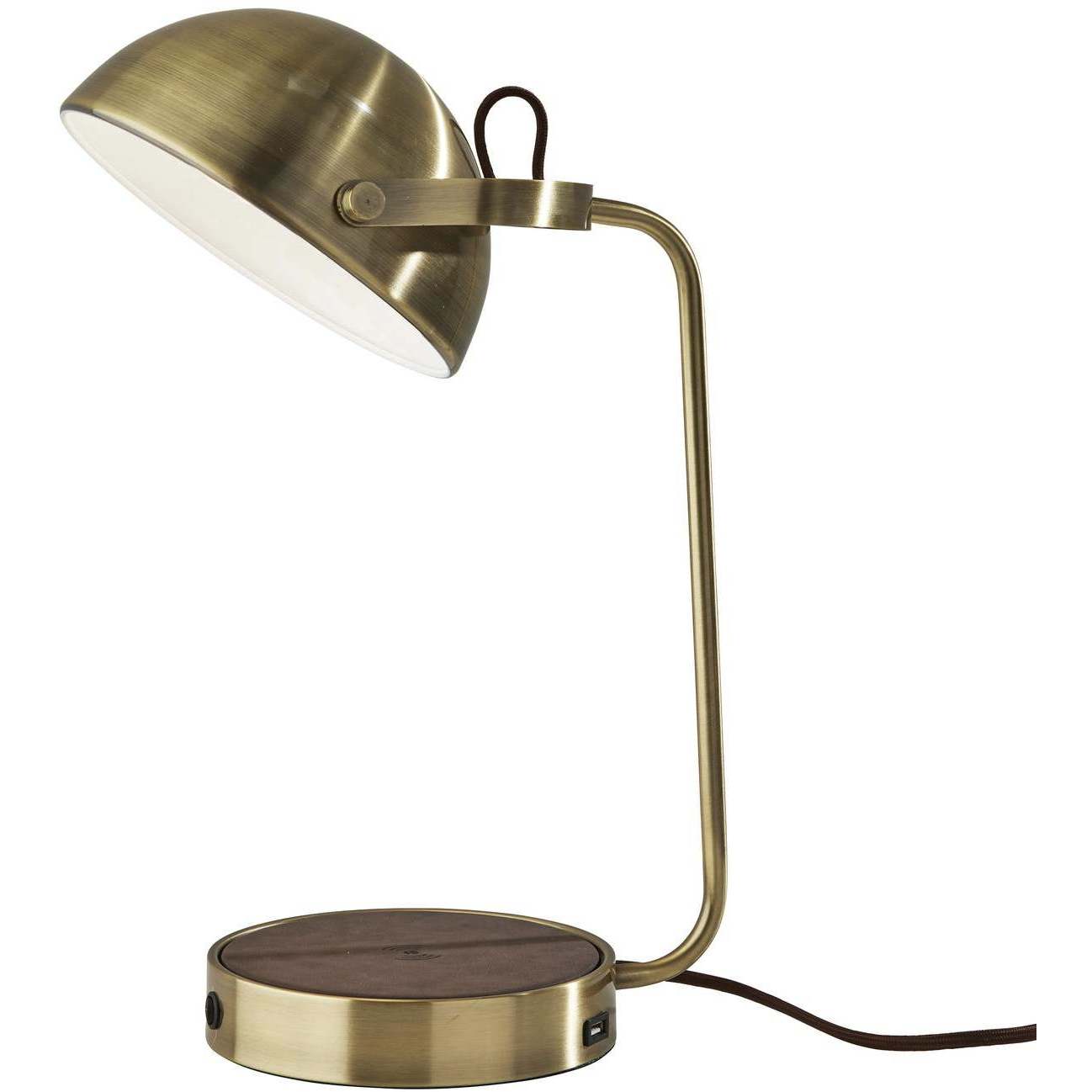 Brooks 18 inch 40.00 watt Antique Brass Desk Lamp Portable Light, with AdessoCharge