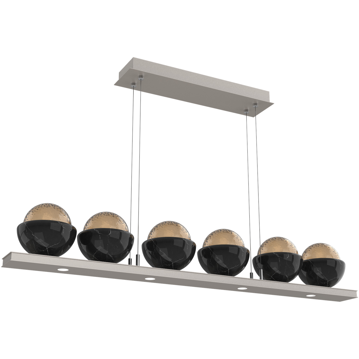 Cabochon LED 44 inch Metallic Beige Silver with Black Marble Linear Chandelier Ceiling Light in 3000K LED, Bronze