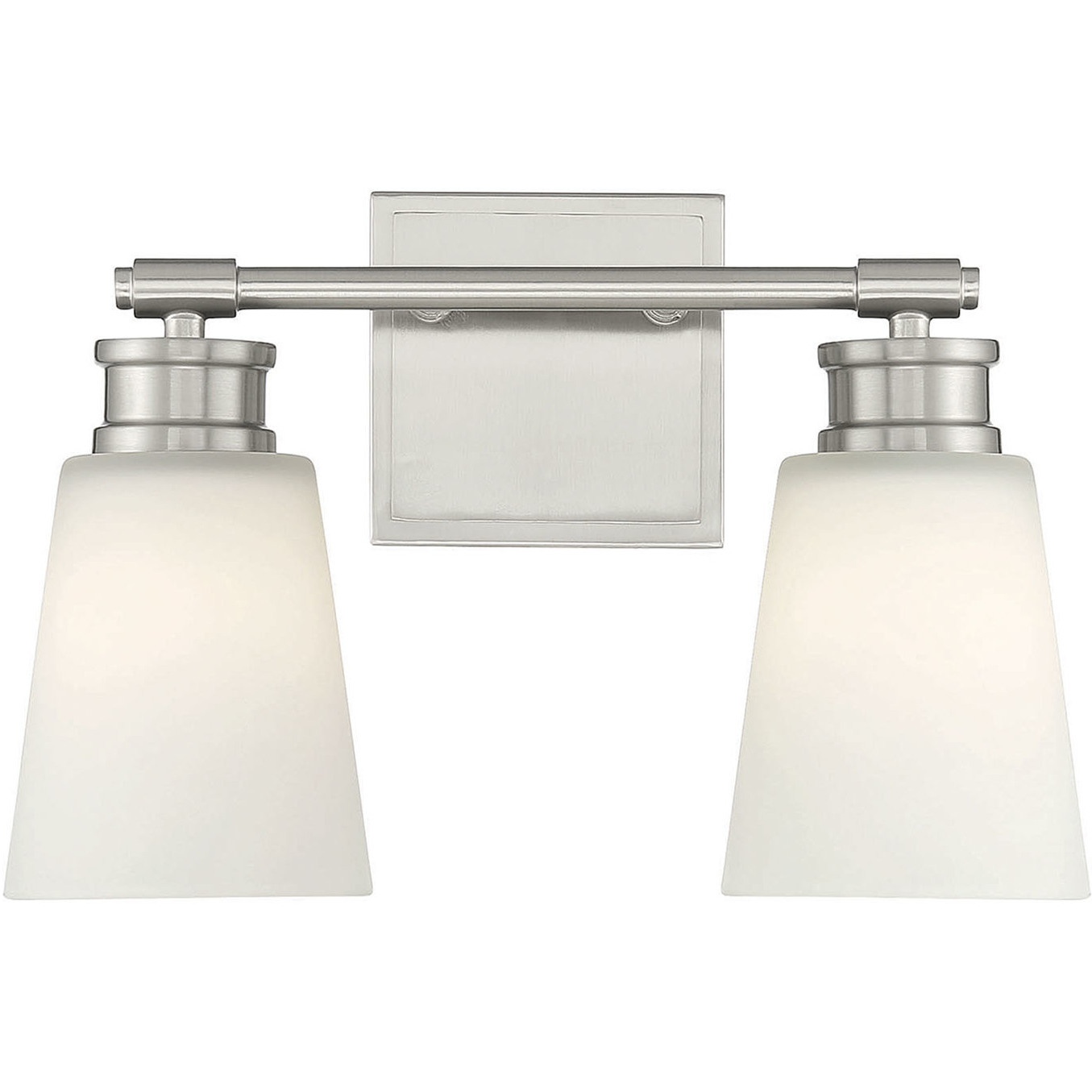 Contemporary 2 Light 14 inch Brushed Nickel Bathroom Vanity Light Wall Light
