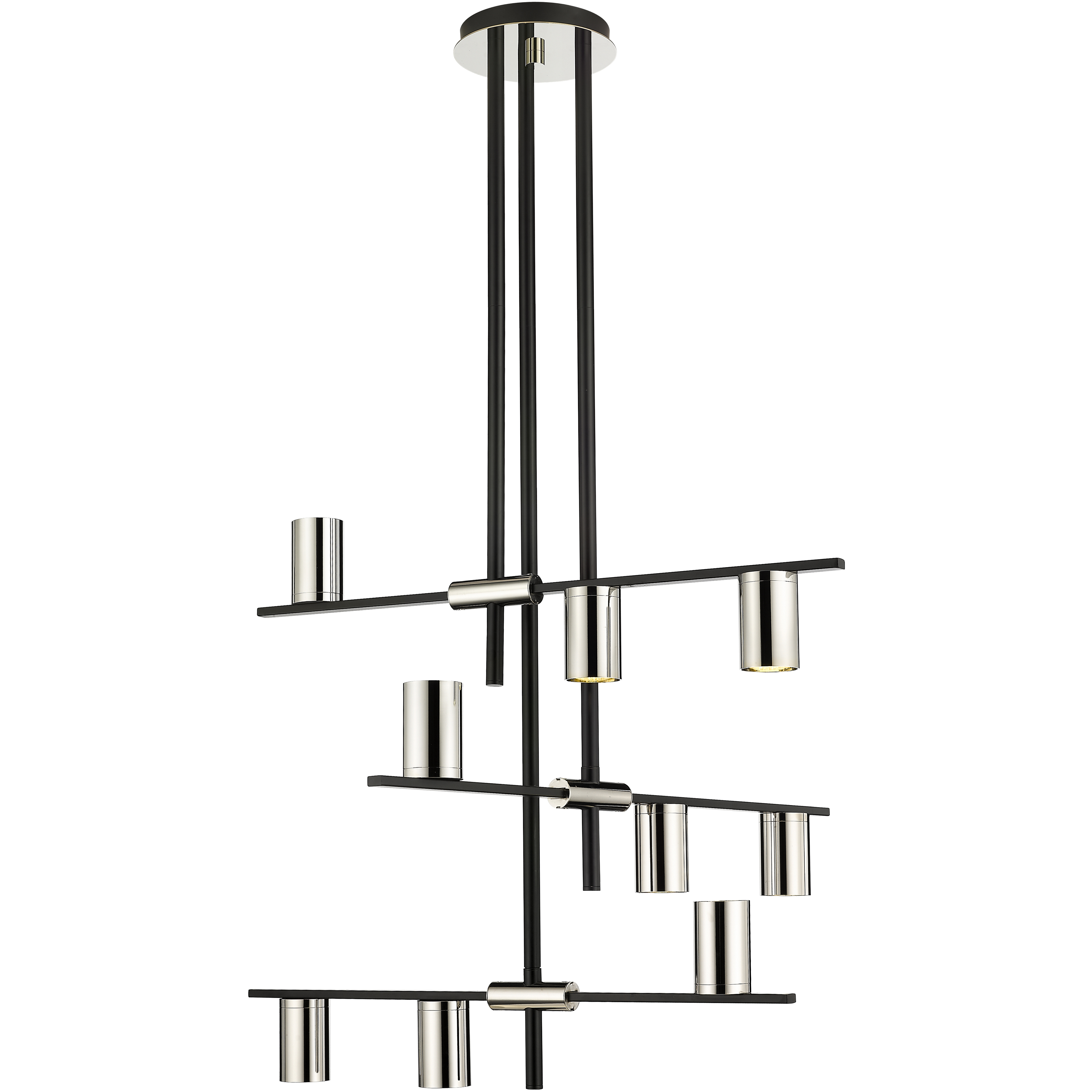 Calumet 9 Light 36 inch Matte Black and Polished Nickel Chandelier Ceiling Light