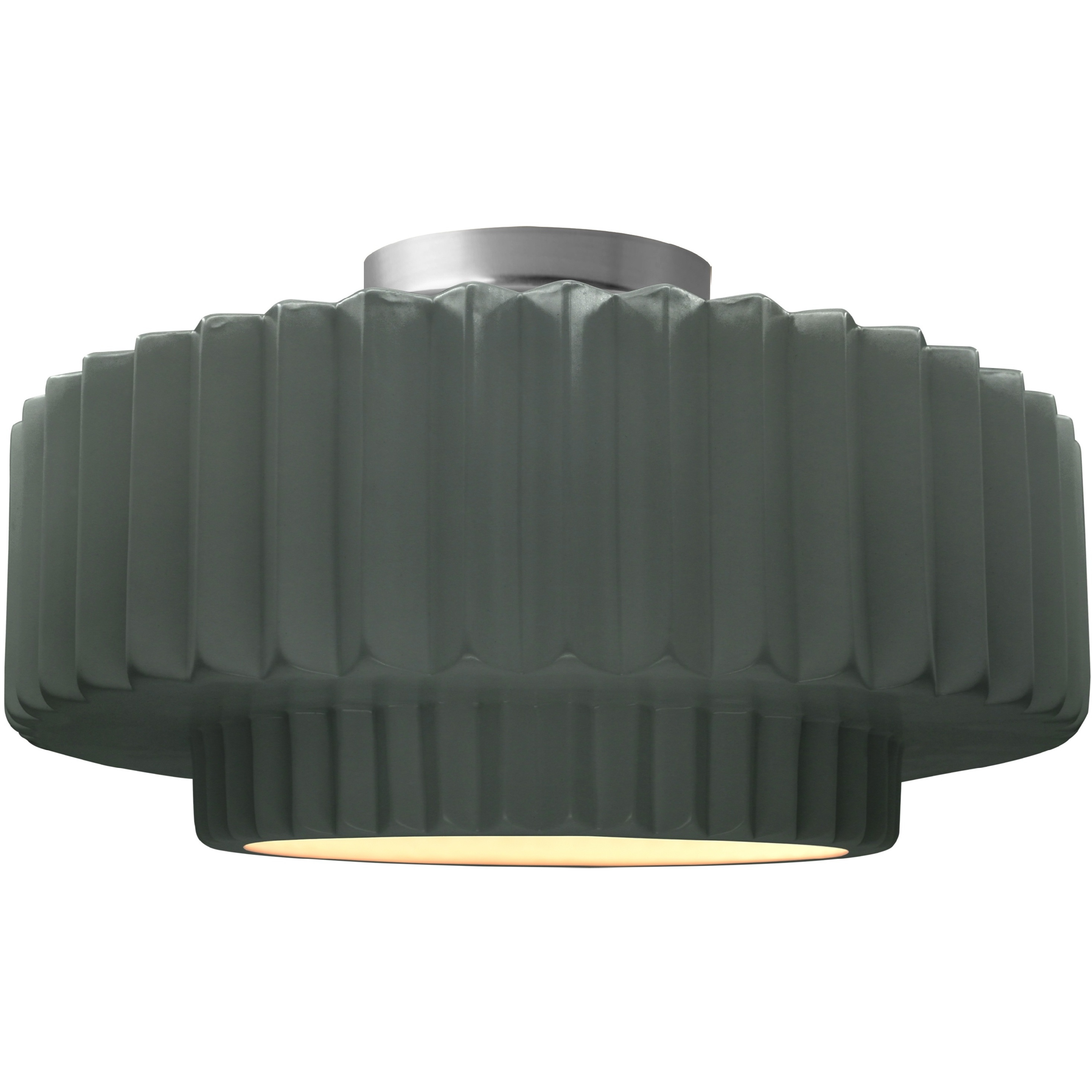 Radiance Collection - Pleated Tier LED 16.5 inch Pewter Green and Brushed Nickel Semi-Flush Ceiling Light in Dedicated LED, 16.5W x 8H, Form+Finish+Function