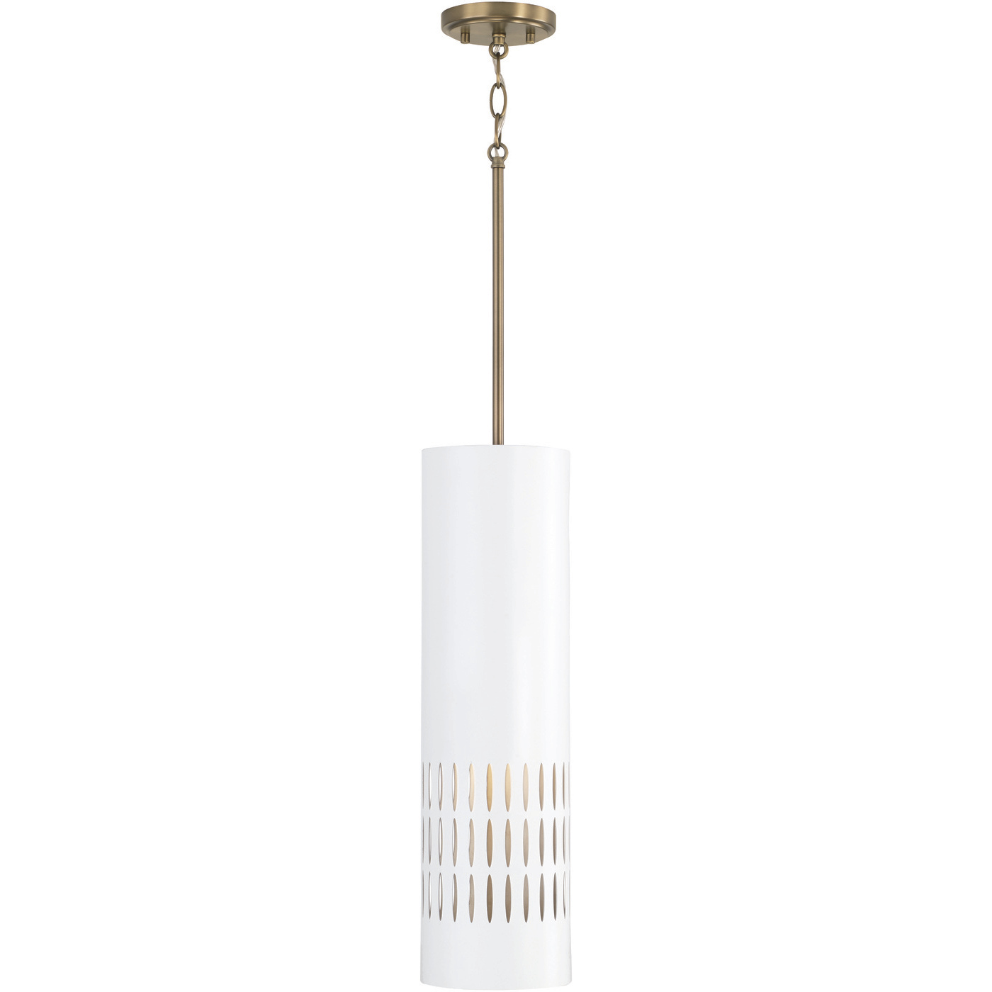 Capital Lighting Dash 1 Light 6.25 inch Aged Brass and White Pendant Ceiling Light 350211AW - Open Box