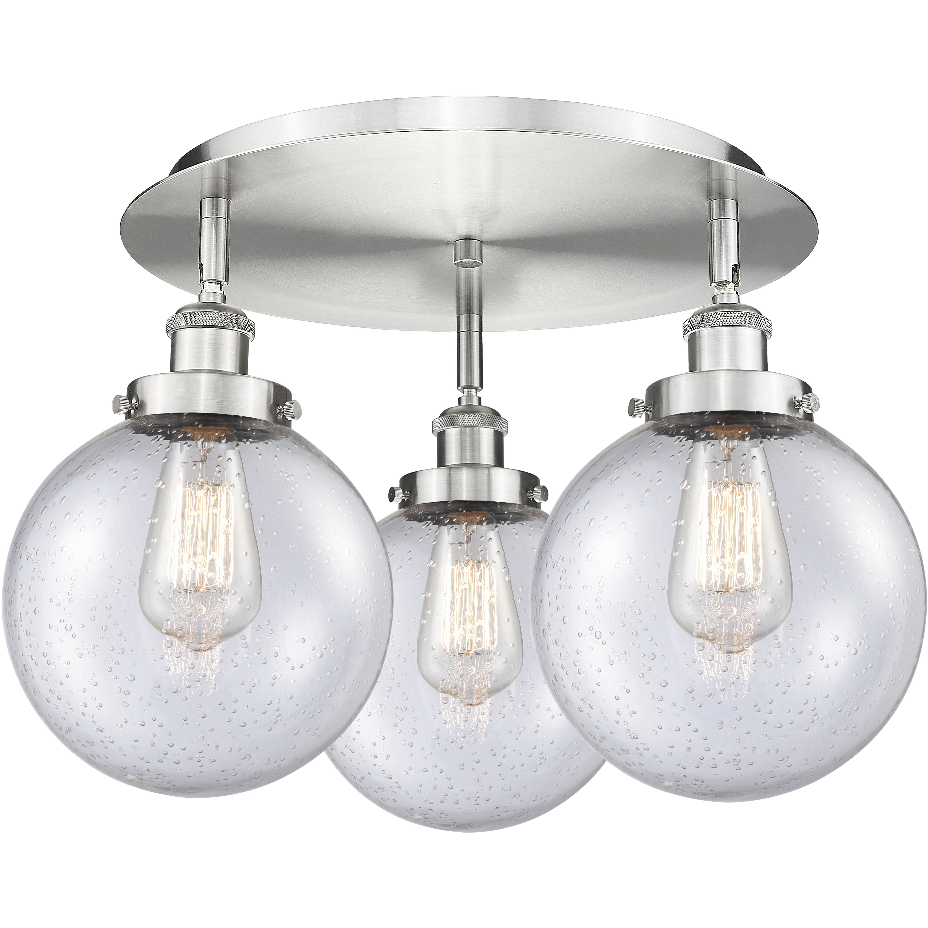 Canton 3 Light 19.75 inch Satin Nickel Flush Mount Ceiling Light in Seedy