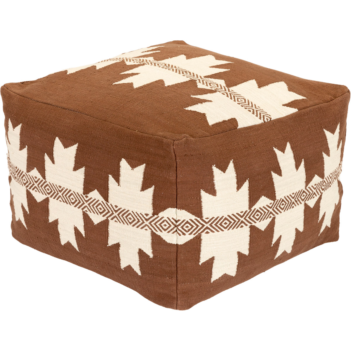 Andrea 22 inch Cream/Dark Brown Pouf