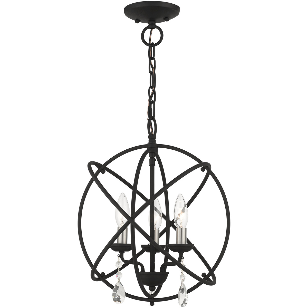 Aria 3 Light 15.5 inch Black Convertible Chandelier / Semi Flush Ceiling Light