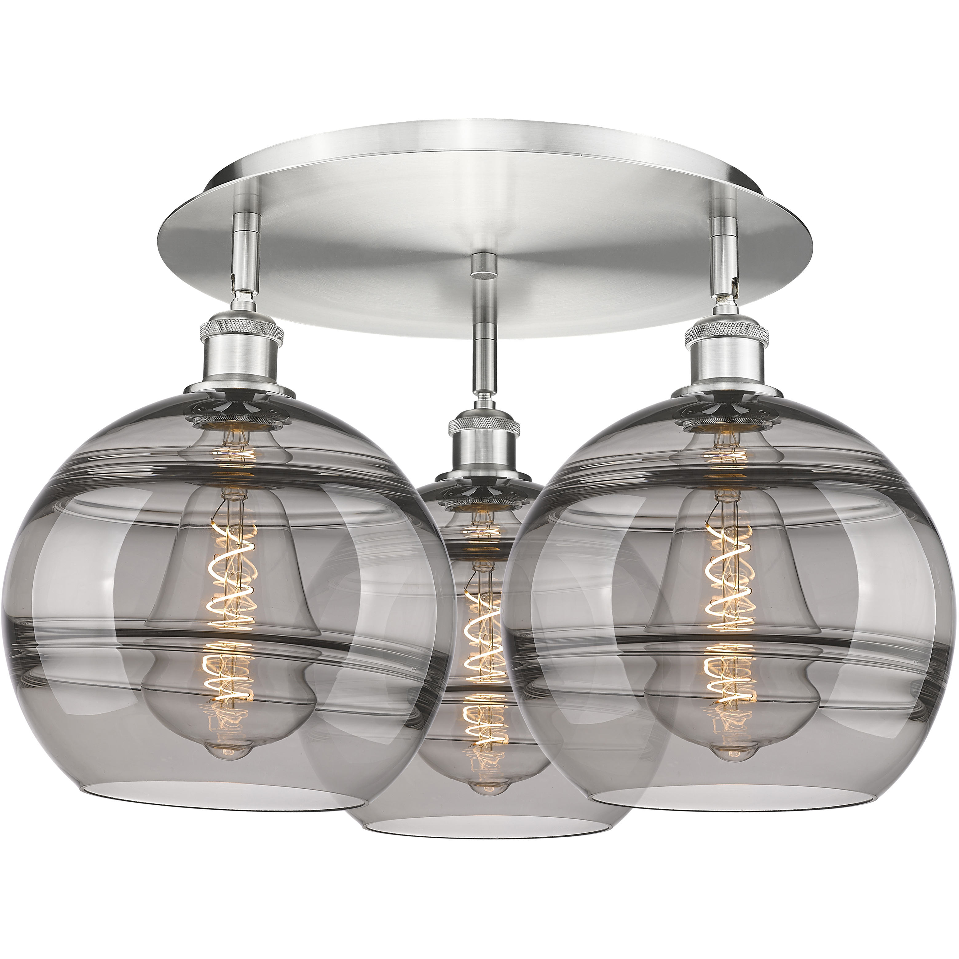 Ballston Rochester 3 Light 21.75 inch Satin Nickel Flush Mount Ceiling Light