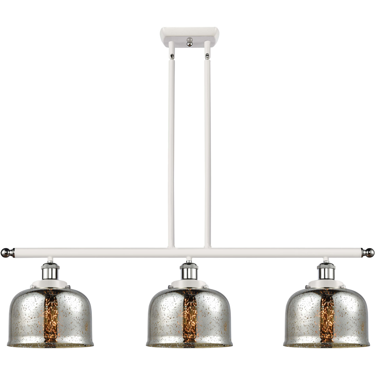 Ballston Bell 3 Light 36 inch White and Polished Chrome Island Light Ceiling Light
