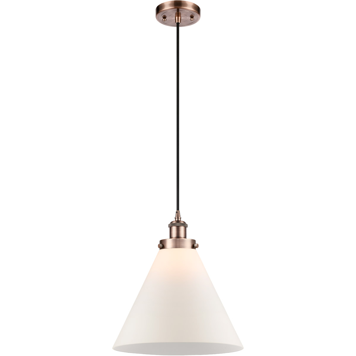 Ballston X-Large Cone 1 Light 8 inch Antique Copper Mini Pendant Ceiling Light in Matte White Glass