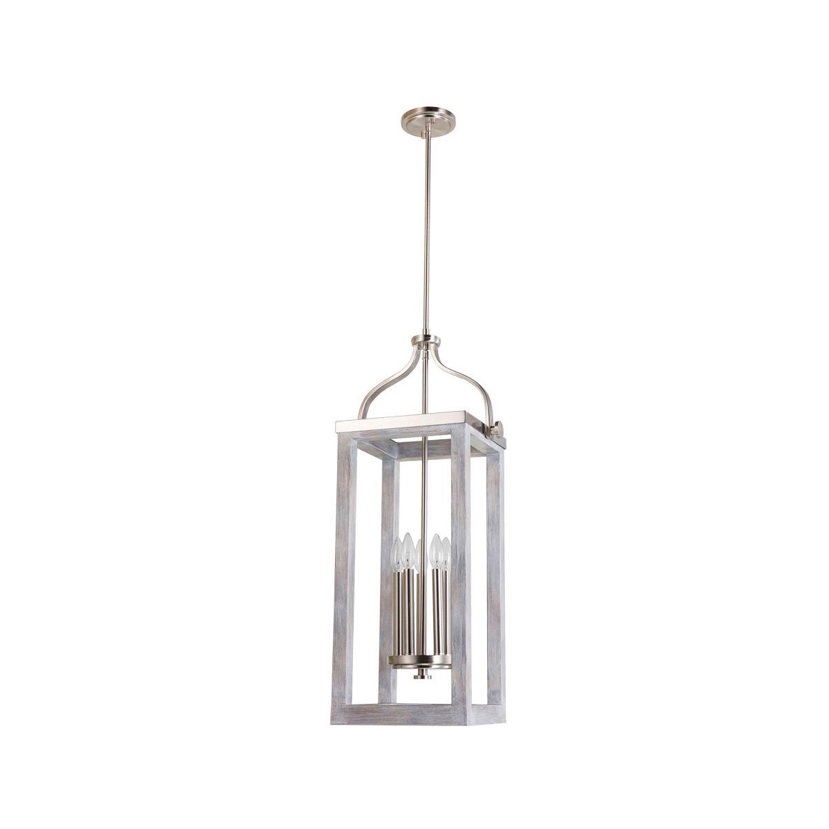 Westbury 5 Light 11 inch Painted Grey Wood Effect and Brushed Nickel Pendant Ceiling Light